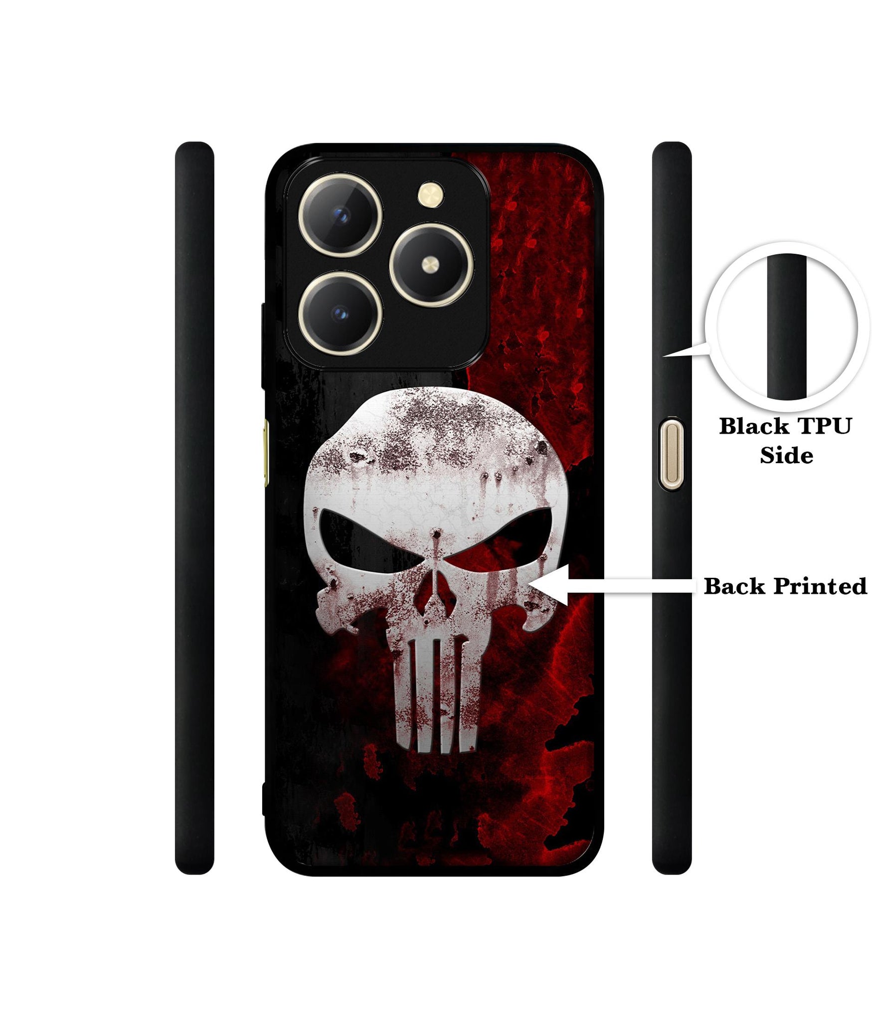 Punisher Skull Design Designer 2D Printed Back Case Cover for Realme C61 4G