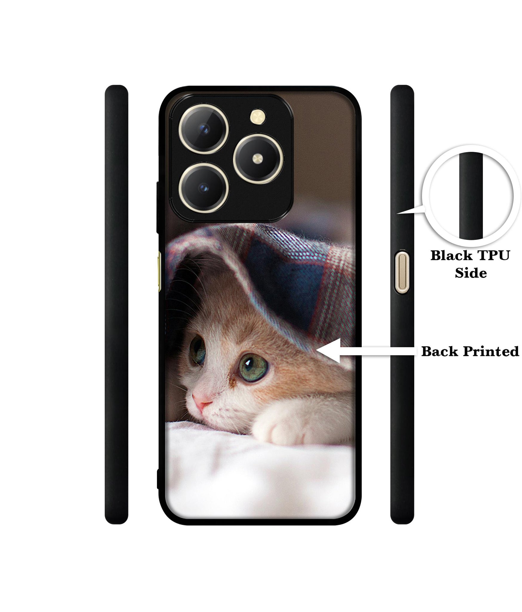 Sleepy Kitten Design Designer 2D Printed Back Case Cover for Realme C61 4G