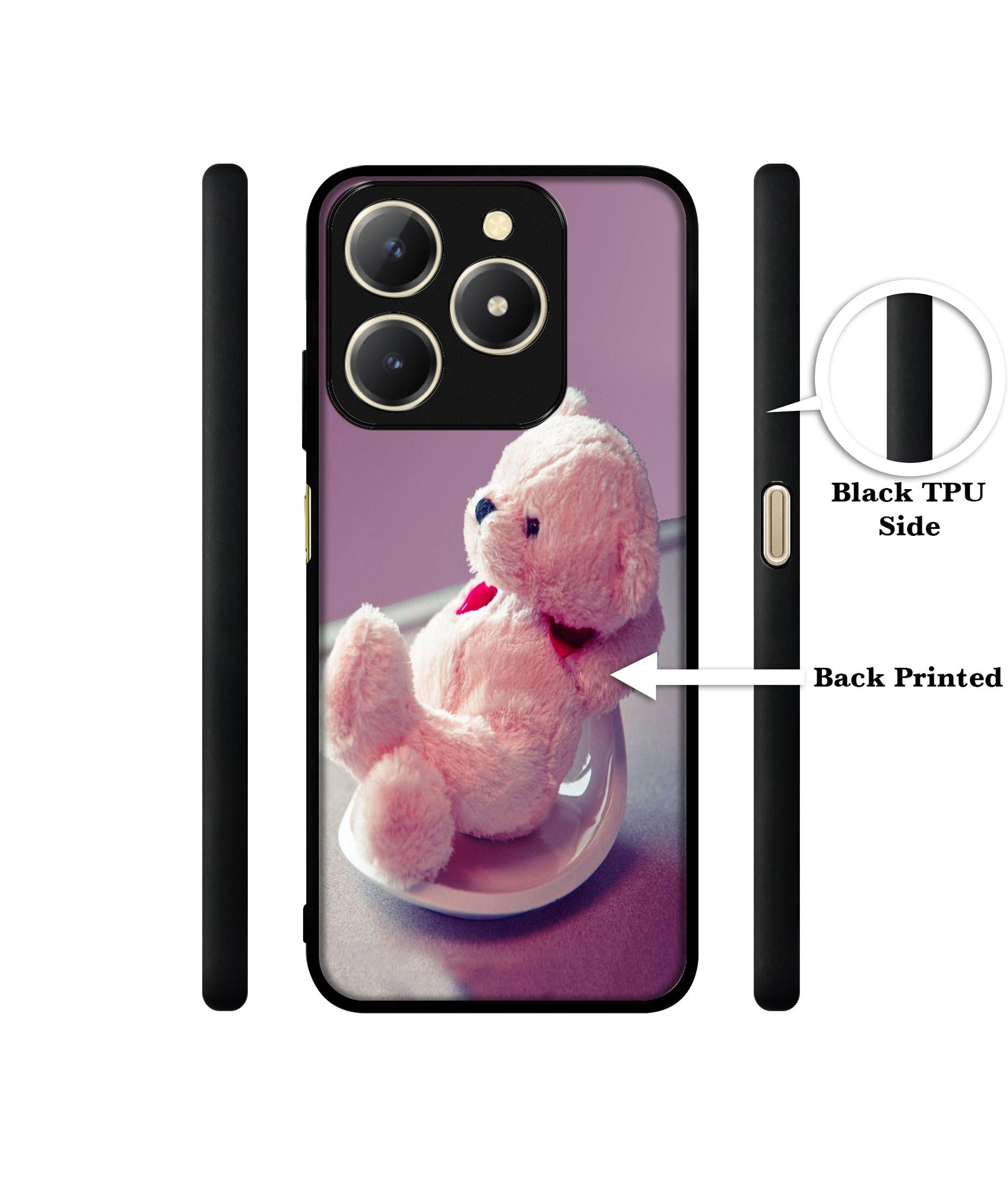 Cute Teddy Bear Design Designer 2D Printed Back Case Cover for Realme C61 4G