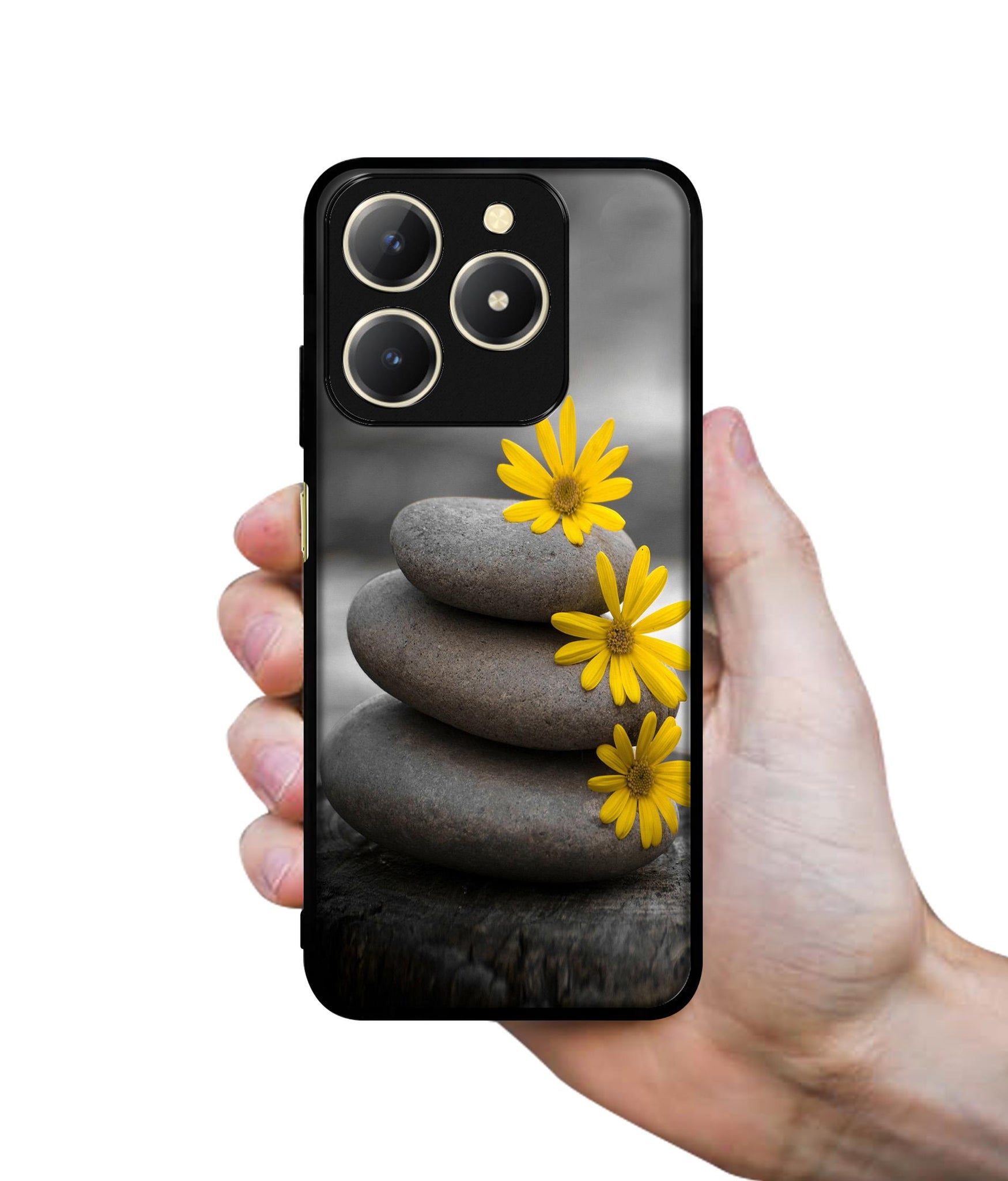 Stones And Flower Design Designer 2D Printed Back Case Cover for Realme C61 4G