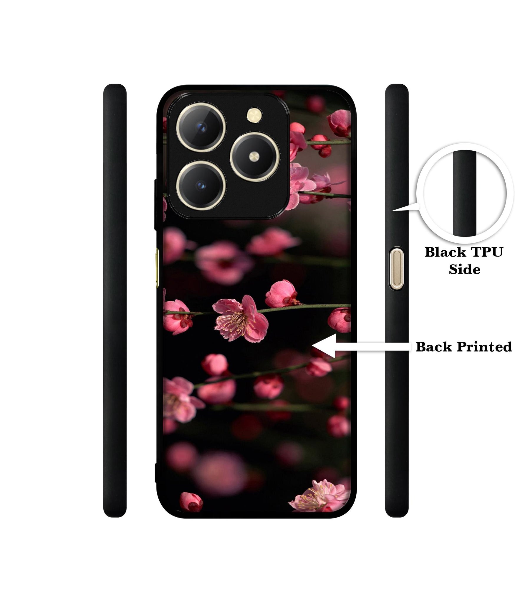 Pink Flowers Design Designer 2D Printed Back Case Cover for Realme C61 4G