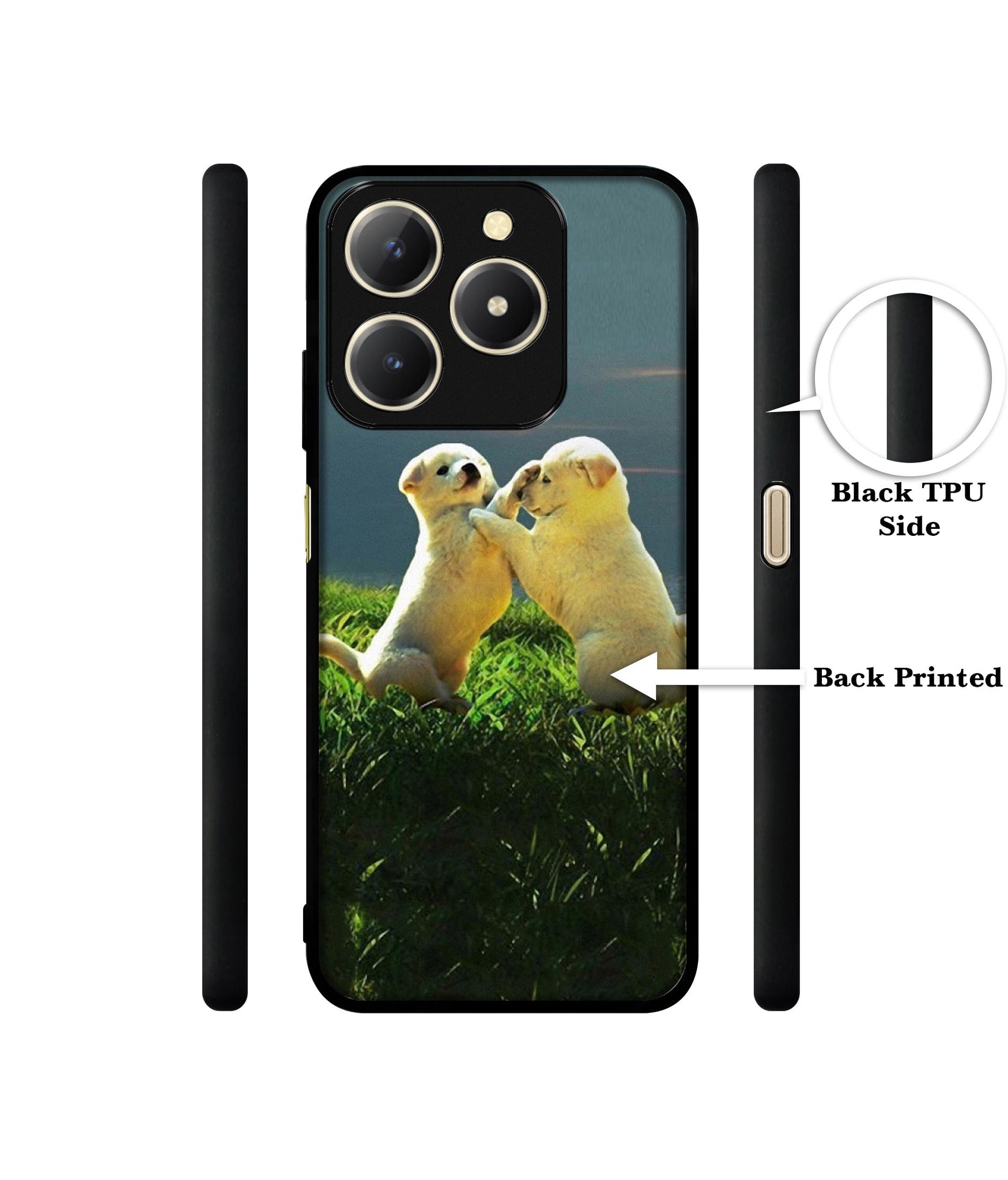 Puppy Couple Sunset Design Designer 2D Printed Back Case Cover for Realme C61 4G