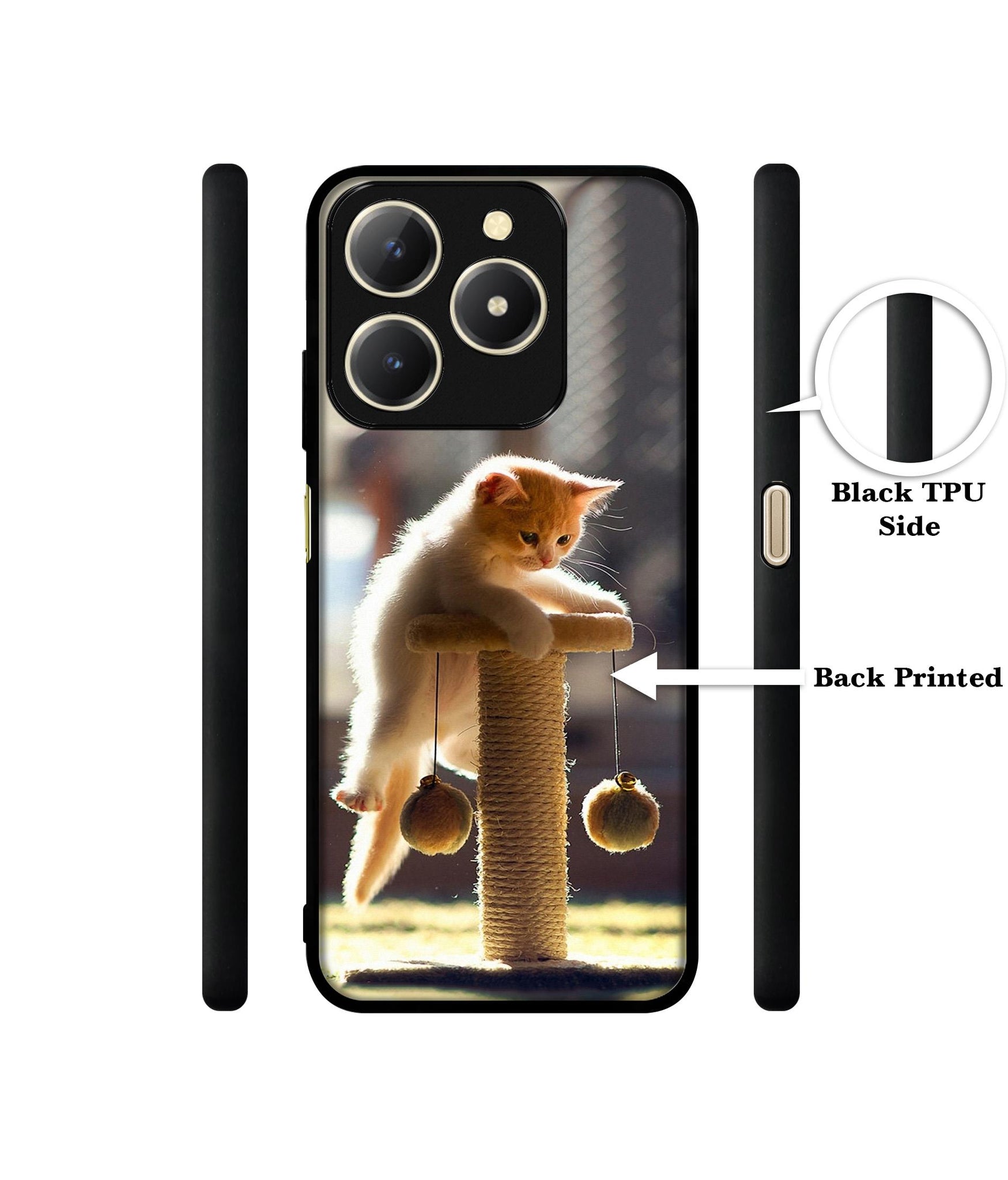 Cat Climbing Design Designer 2D Printed Back Case Cover for Realme C61 4G
