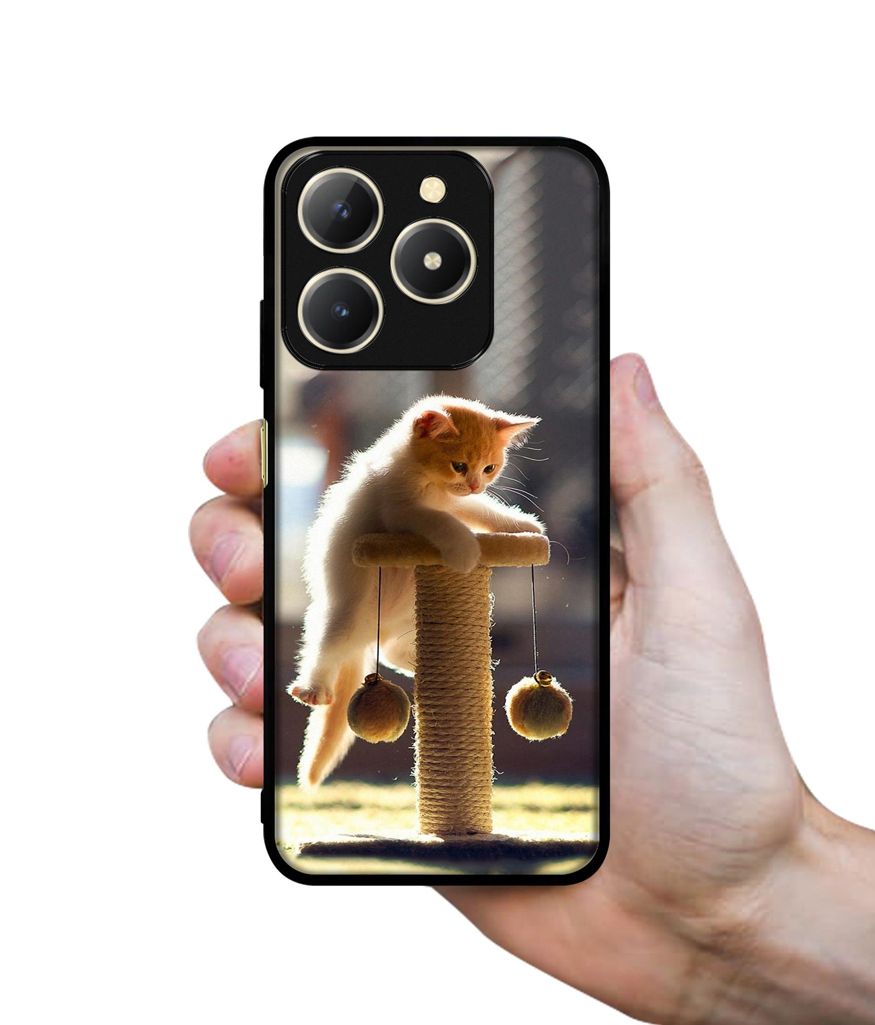 Cat Climbing Design Designer 2D Printed Back Case Cover for Realme C61 4G