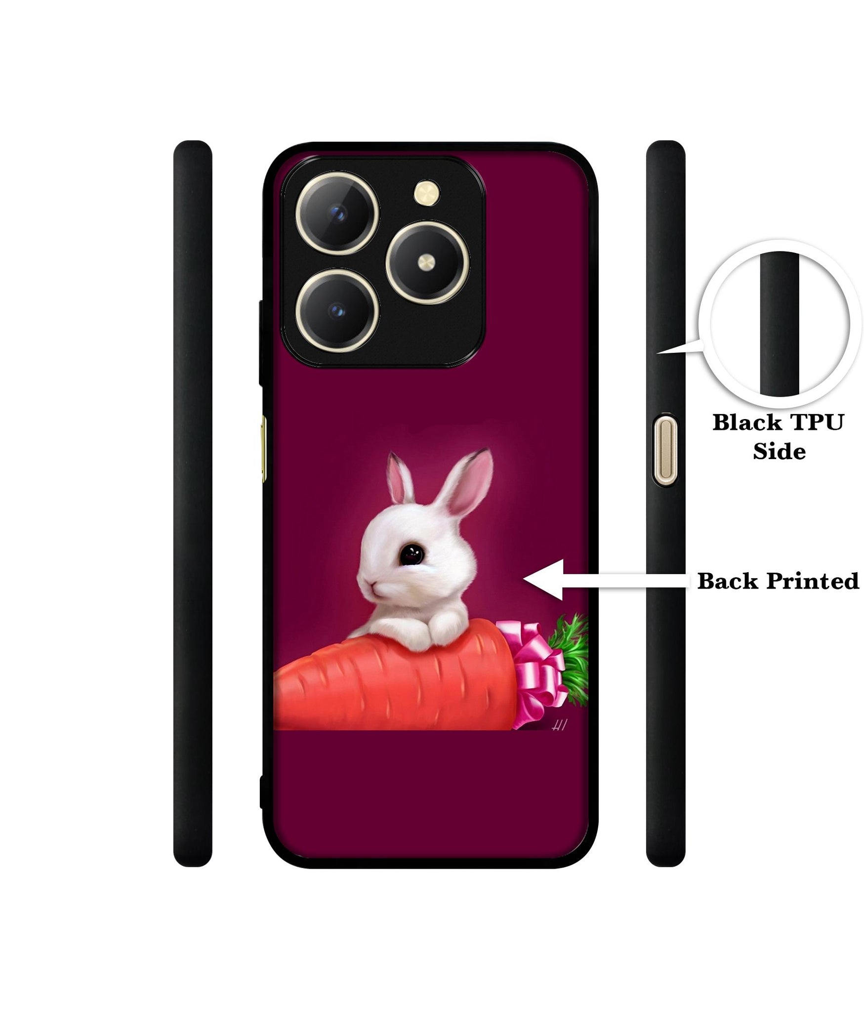 Bunny With Carrot Design Designer 2D Printed Back Case Cover for Realme C61 4G