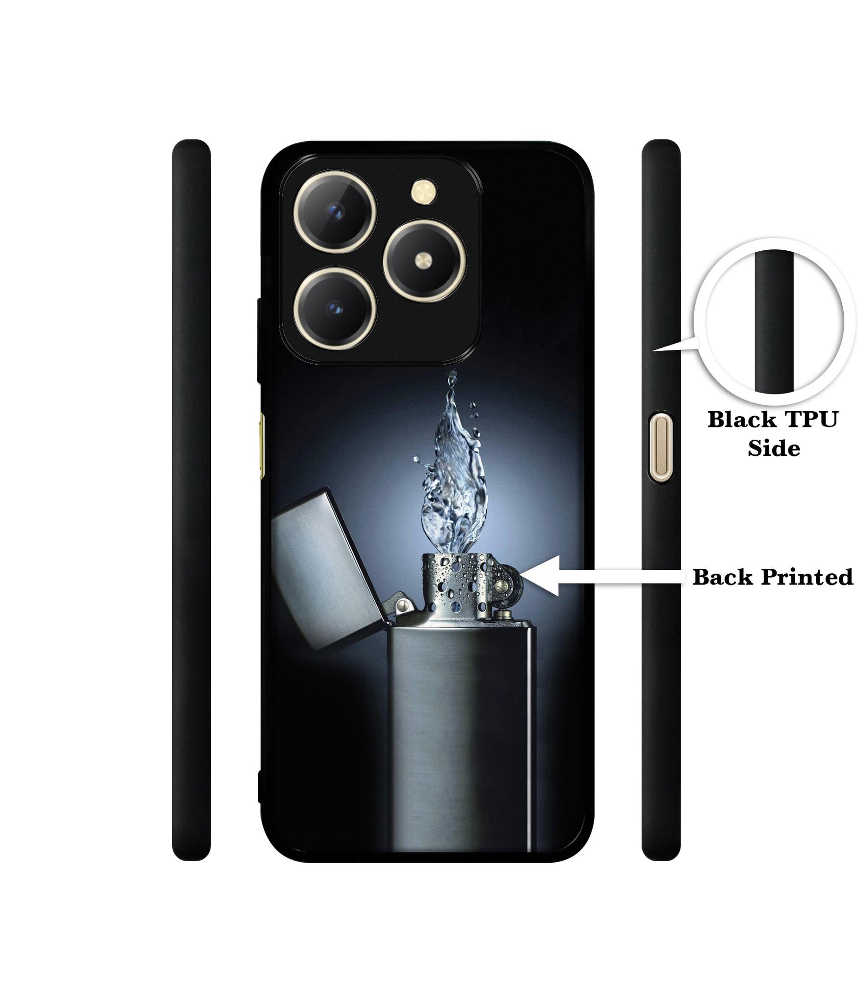 Water Lighter Design Designer 2D Printed Back Case Cover for Realme C61 4G