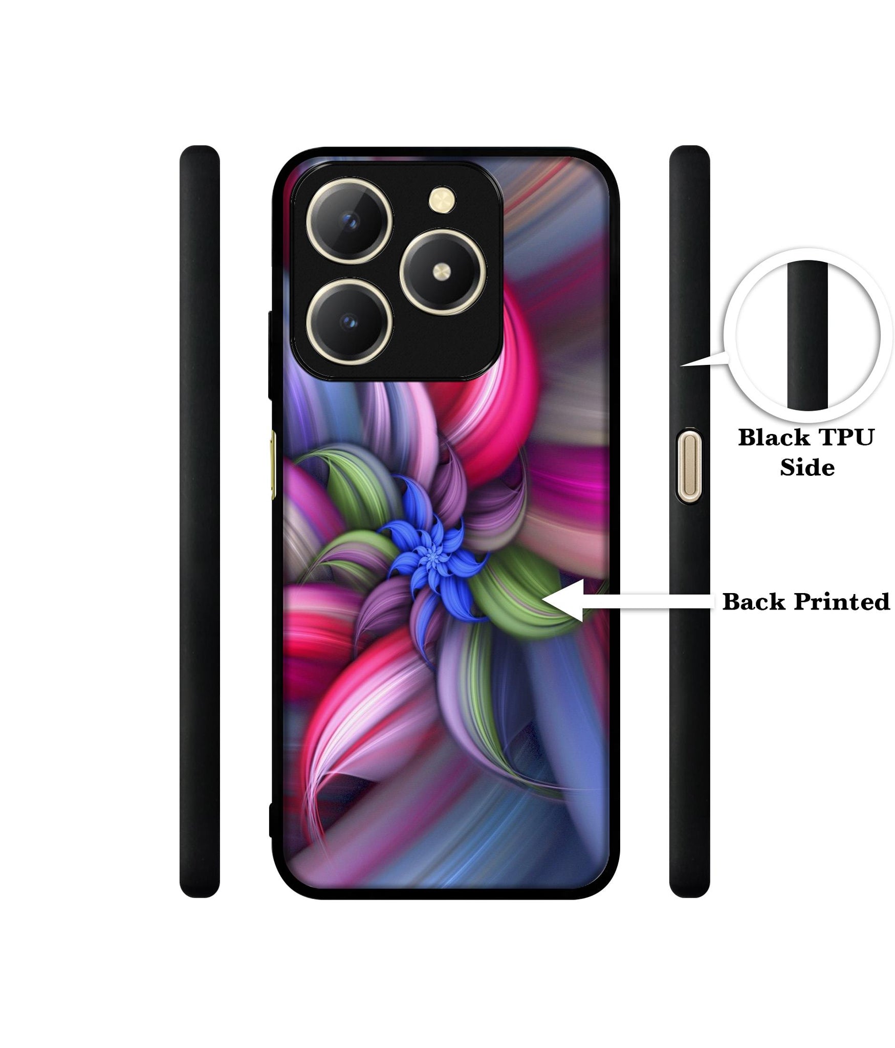 Colorful Flower Design Designer 2D Printed Back Case Cover for Realme C61 4G