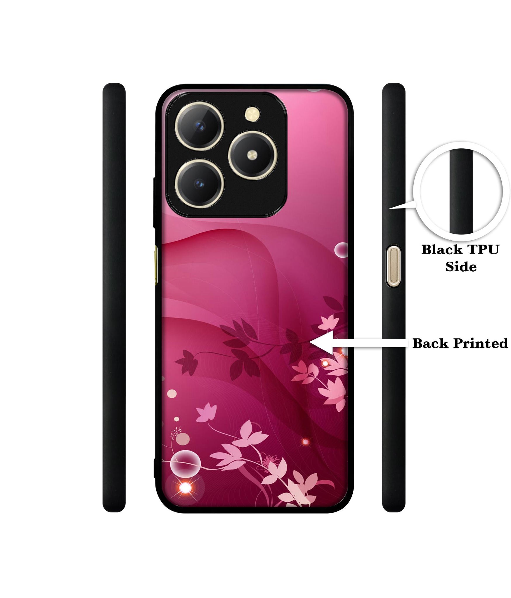 Pink Abstract Design Designer 2D Printed Back Case Cover for Realme C61 4G