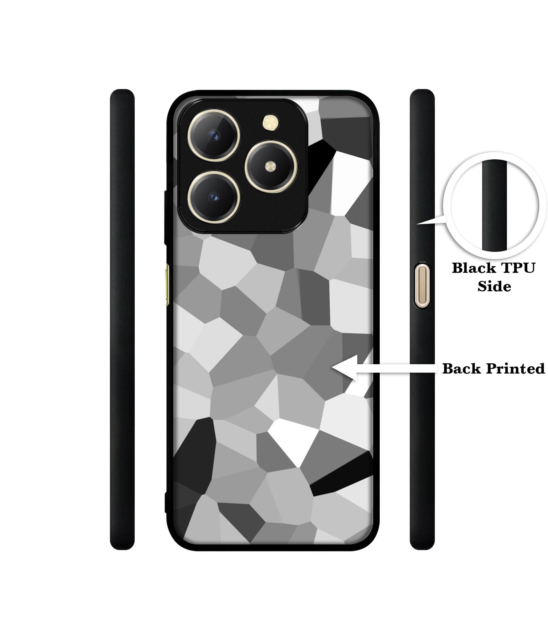 Black & White Mathematical Shape Design Designer 2D Printed Back Case Cover for Realme C61 4G