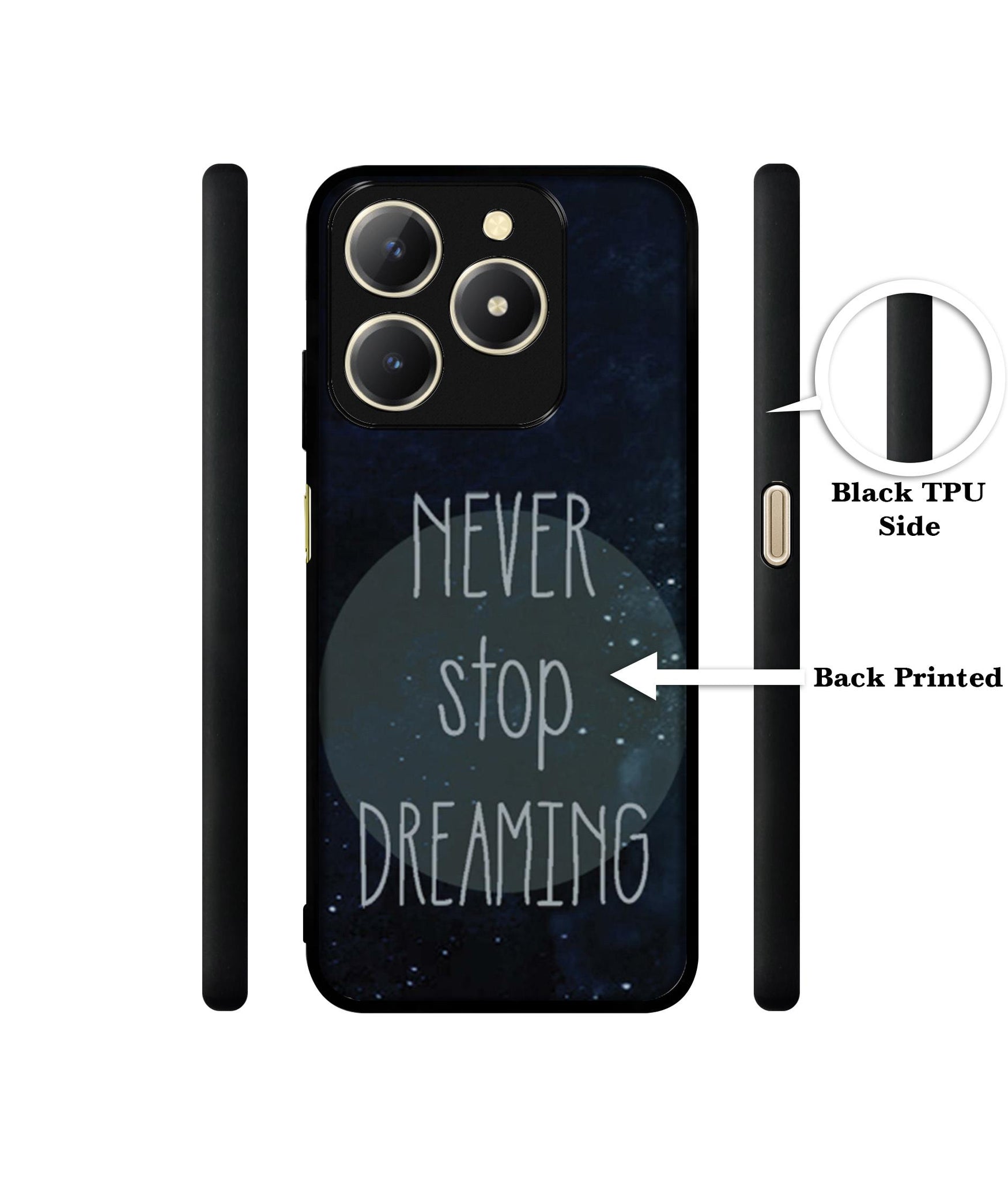 Never Stop Dreaming Design Designer 2D Printed Back Case Cover for Realme C61 4G