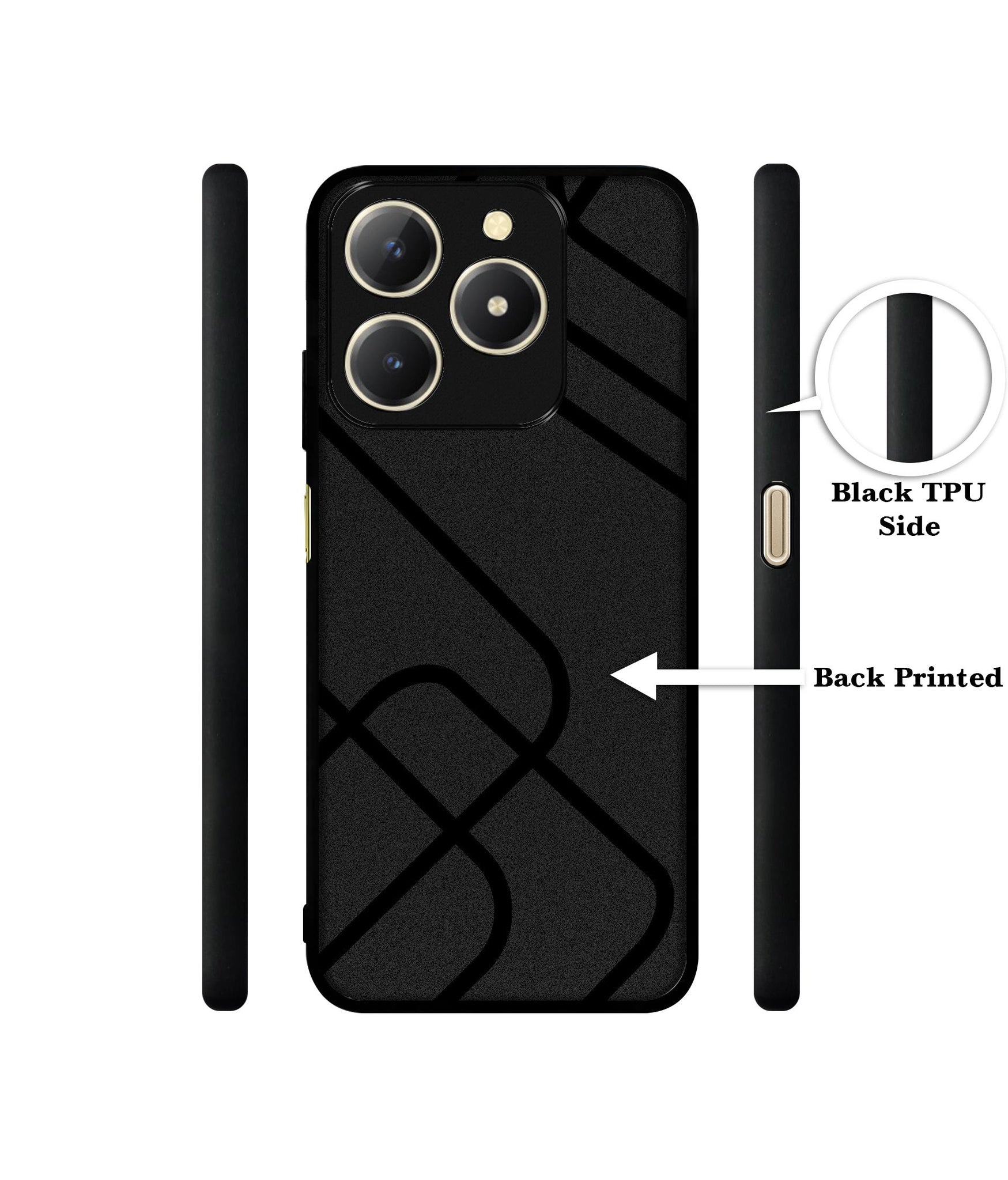 Zig-Zag Black Line Design Designer 2D Printed Back Case Cover for Realme C61 4G