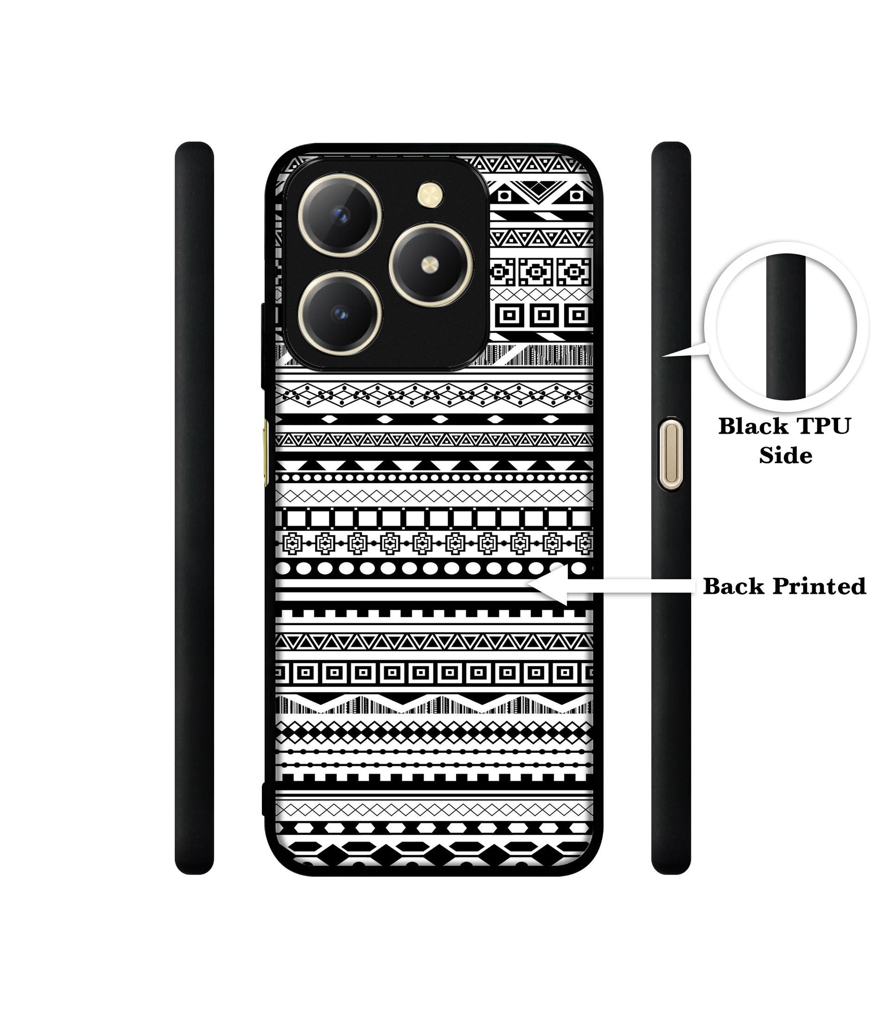 Black & White Patterns Design Designer 2D Printed Back Case Cover for Realme C61 4G