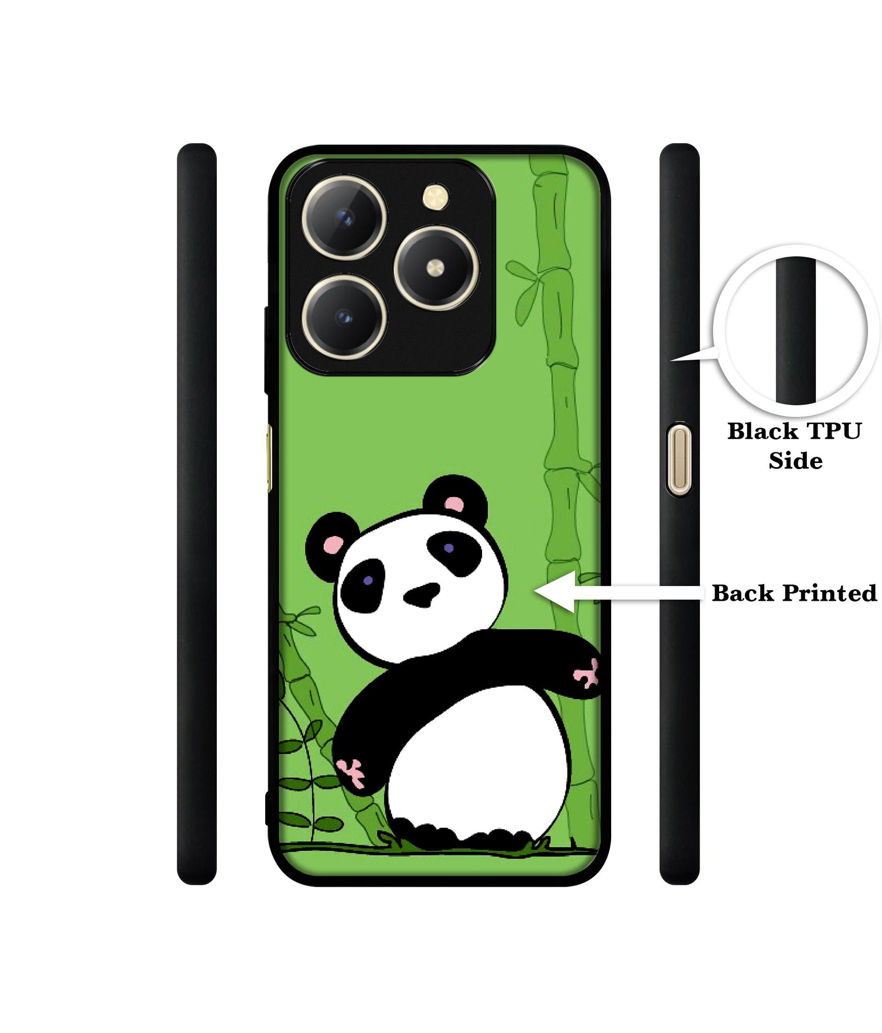 Panda with Bamboo Design Designer 2D Printed Back Case Cover for Realme C61 4G
