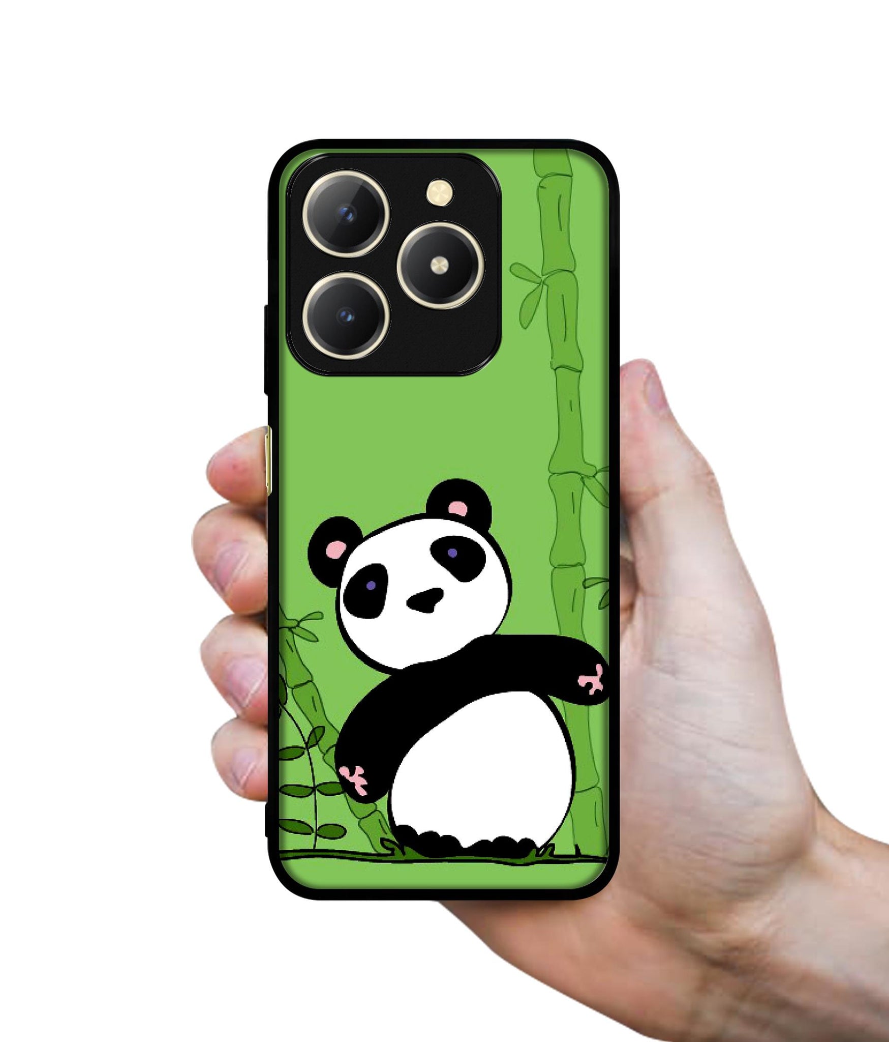Panda with Bamboo Design Designer 2D Printed Back Case Cover for Realme C61 4G