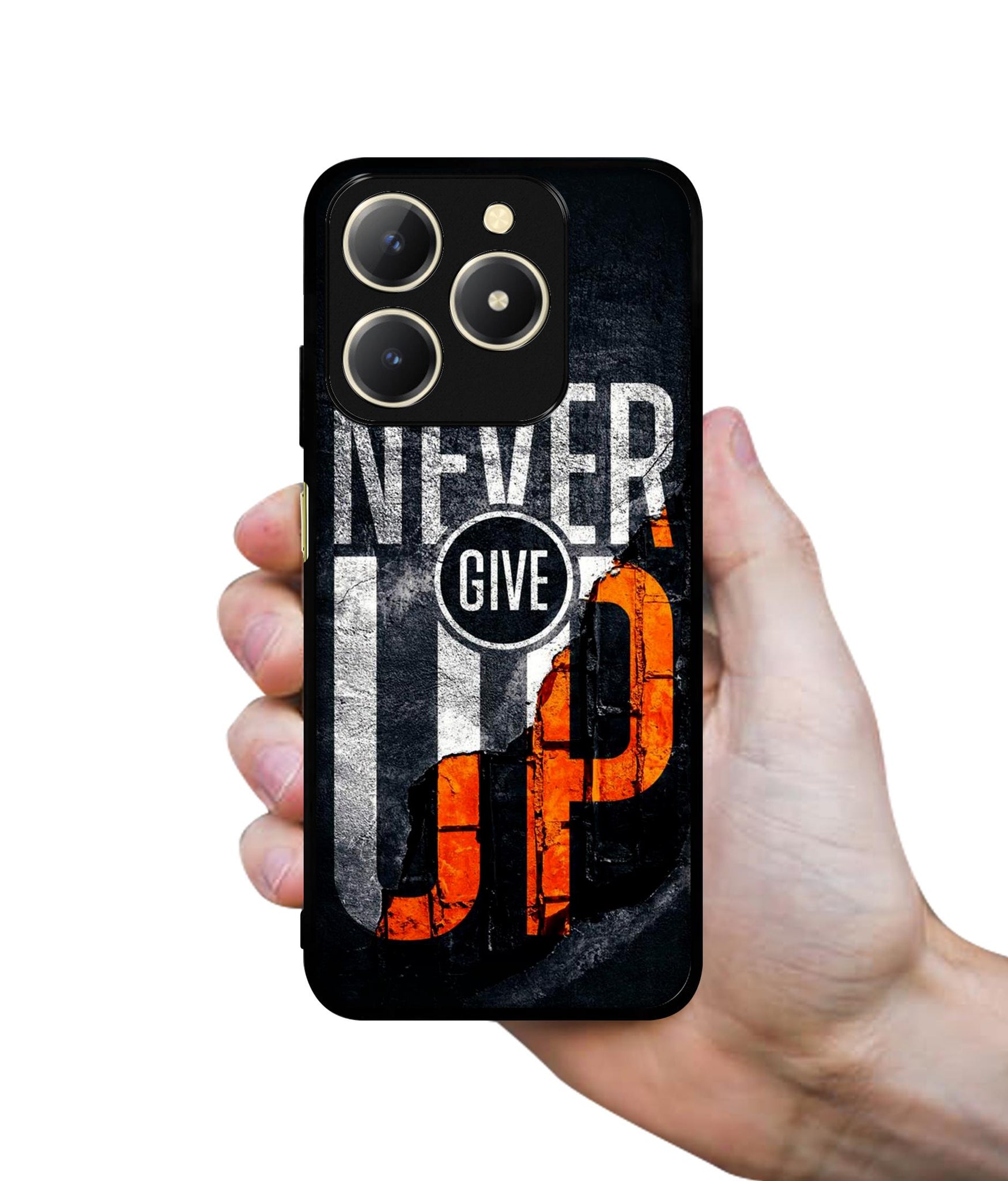 Never Give Up Design Designer 2D Printed Back Case Cover for Realme C61 4G