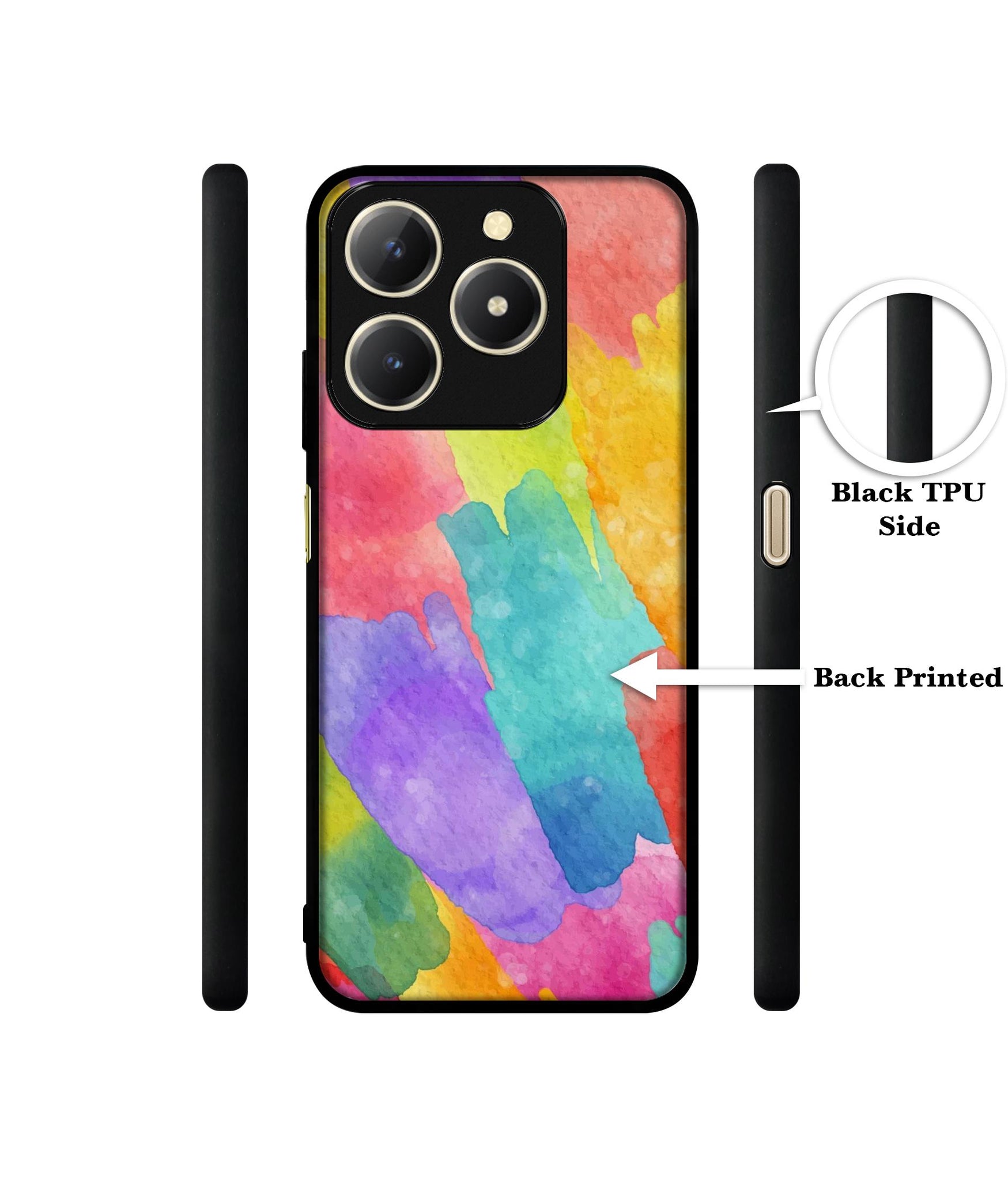 Water Paint Colorful Abstract Design Designer 2D Printed Back Case Cover for Realme C61 4G