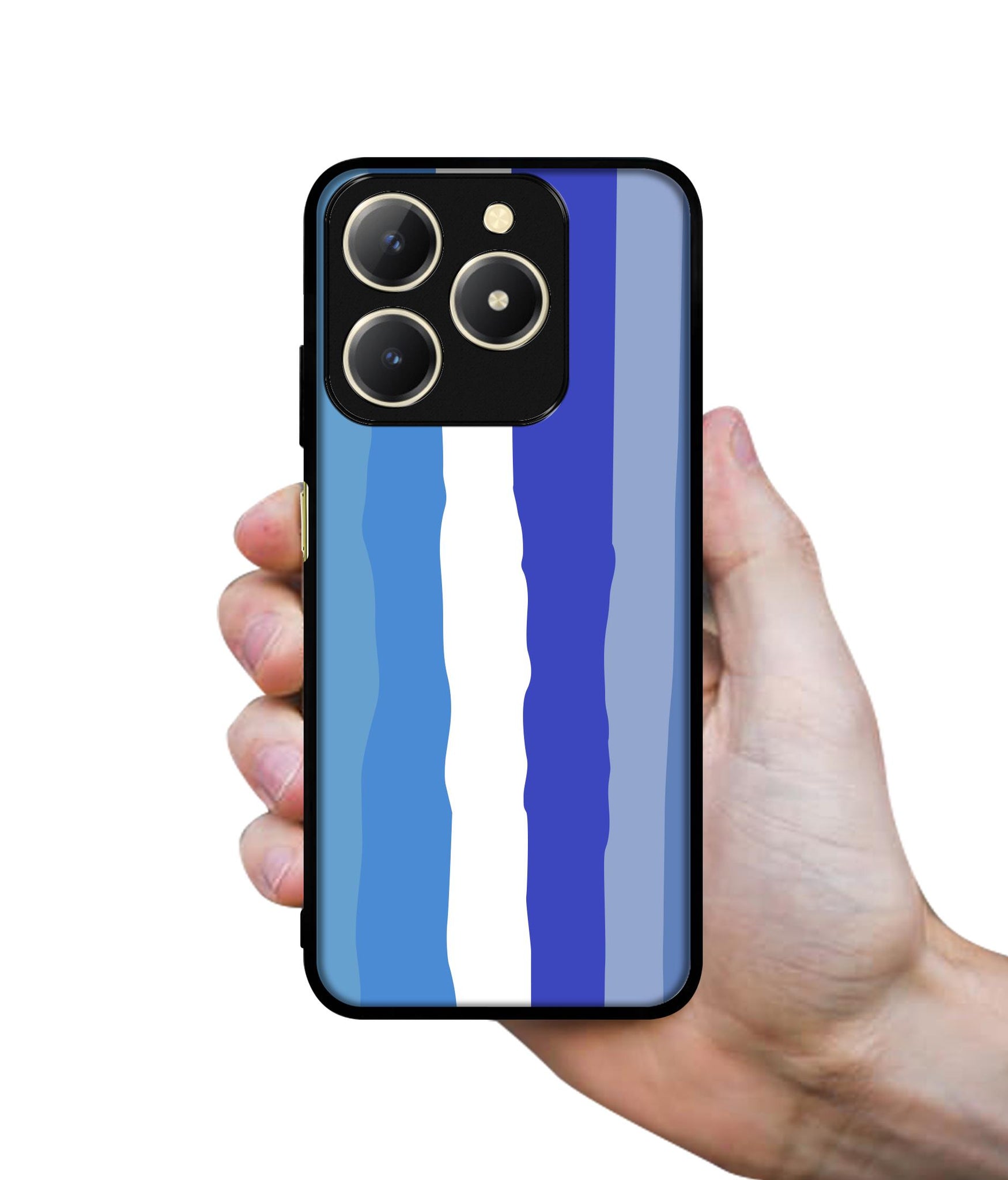 Blue Stripes Rainbow Design Designer 2D Printed Back Case Cover for Realme C61 4G