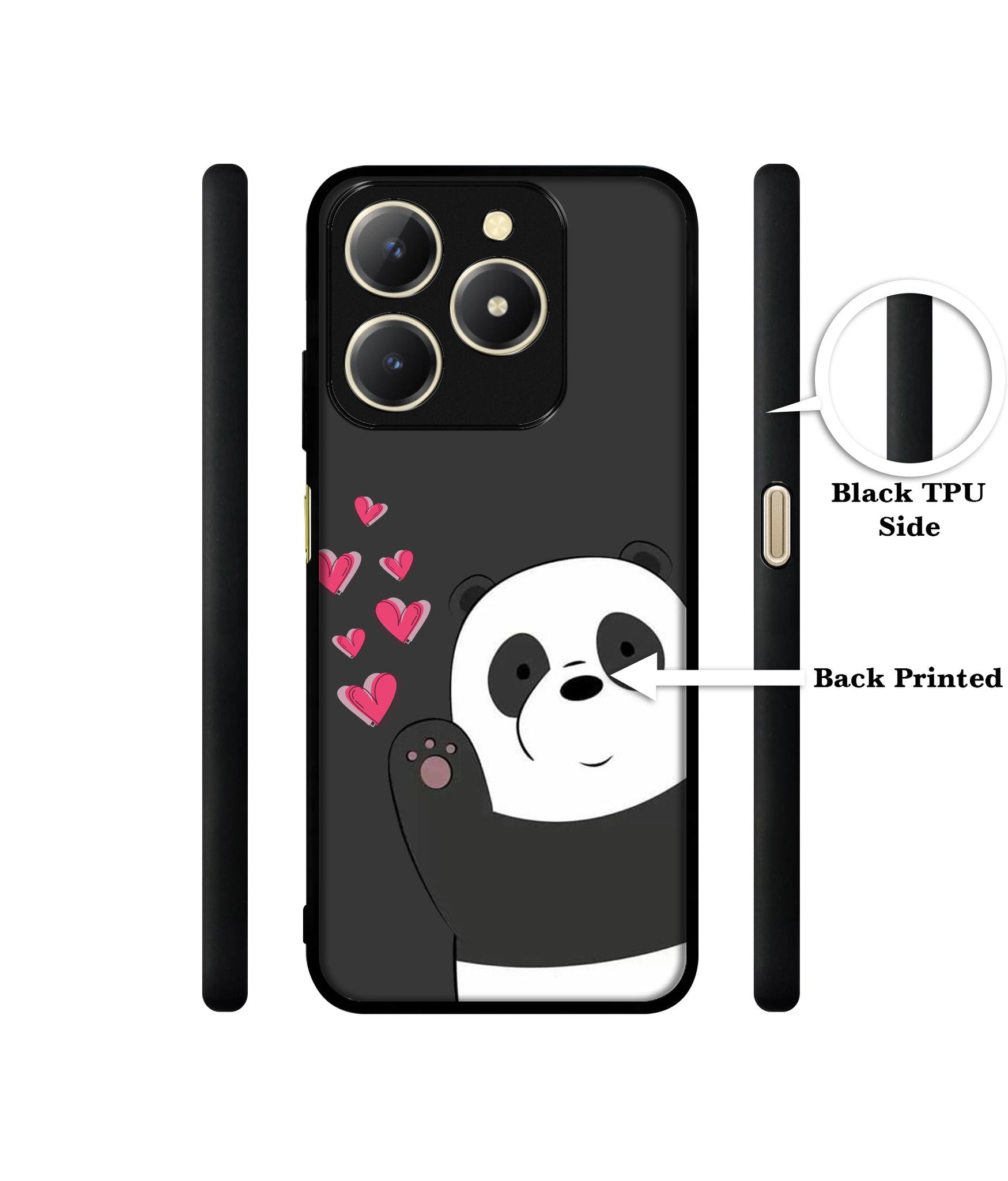 Love Panda Design Designer 2D Printed Back Case Cover for Realme C61 4G