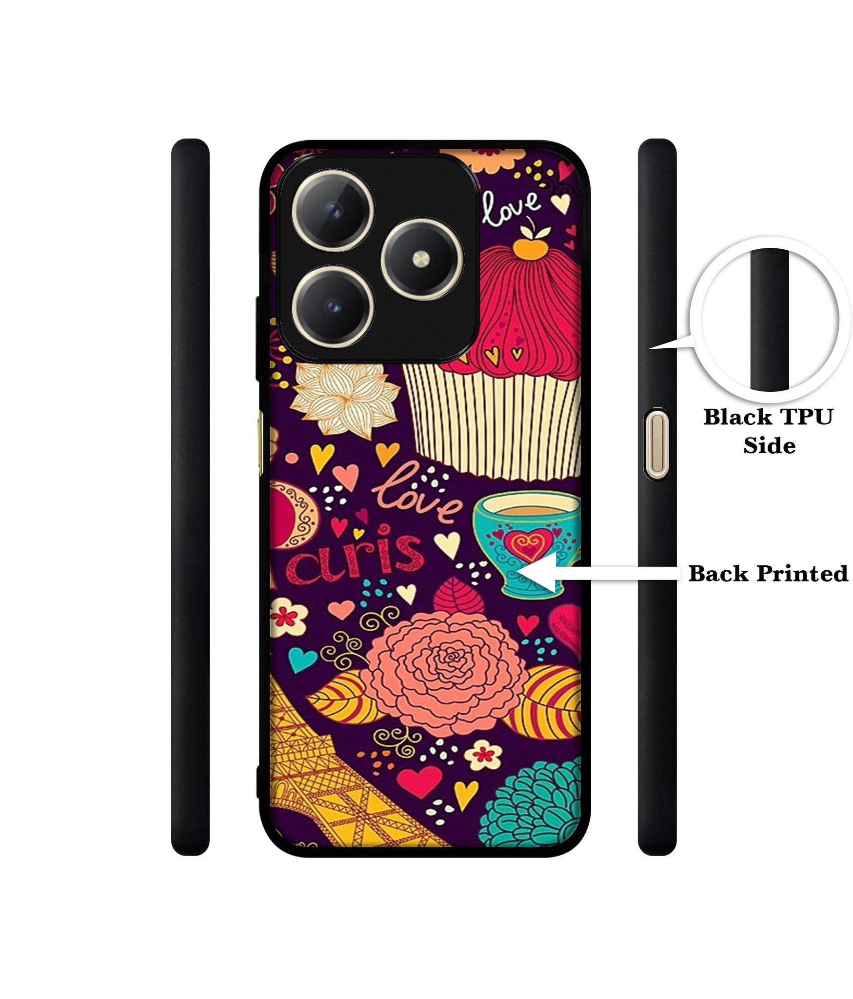 Paris Flower Love Design Designer 2D Printed Back Case Cover for Realme C63 4G / Narzo N63 4G