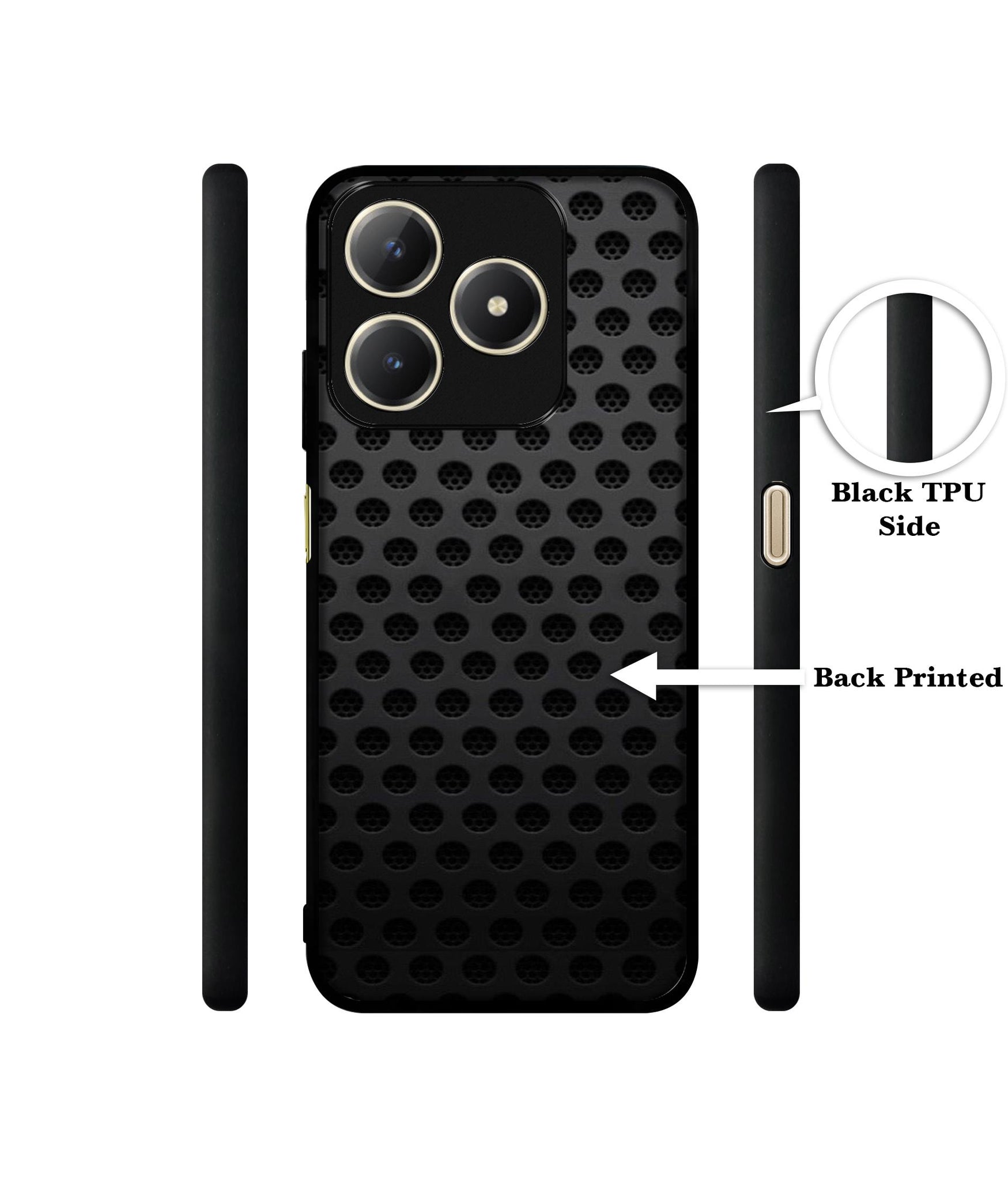 Black Circle Design Designer 2D Printed Back Case Cover for Realme C63 4G / Narzo N63 4G