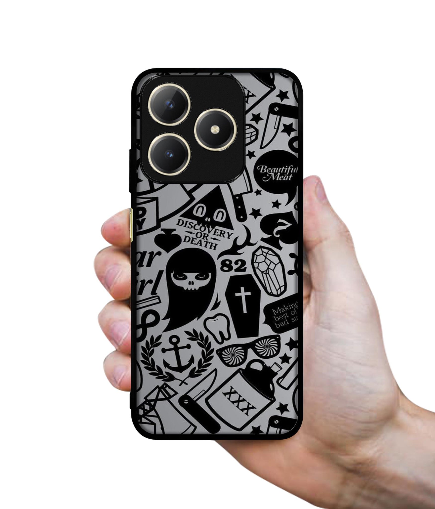 Discover Or Death Design Designer 2D Printed Back Case Cover for Realme C63 4G / Narzo N63 4G