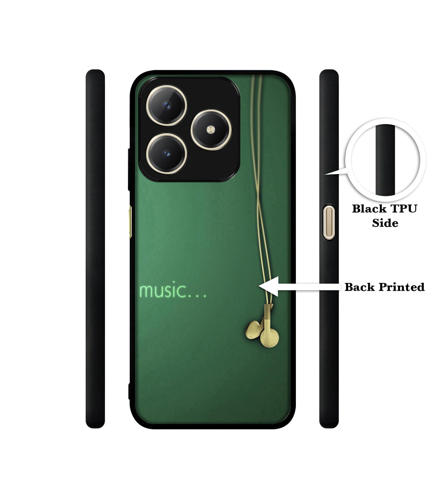 Headphone Music Design Designer 2D Printed Back Case Cover for Realme C63 4G / Narzo N63 4G