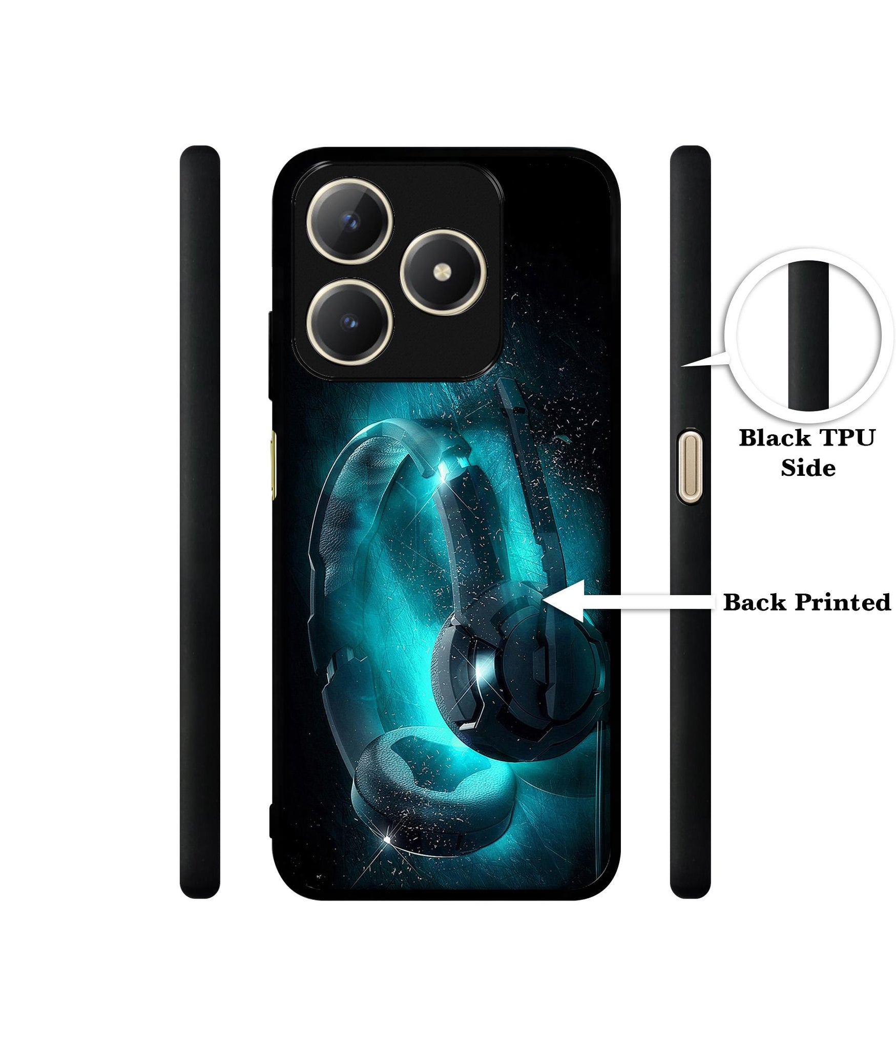 Cool Headphone Design Designer 2D Printed Back Case Cover for Realme C63 4G / Narzo N63 4G