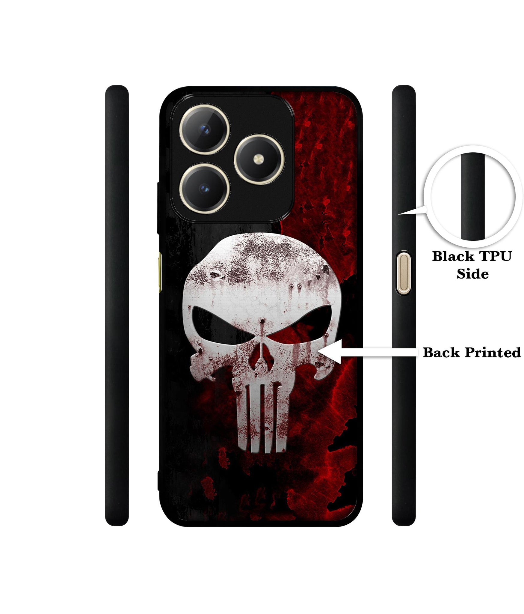Punisher Skull Design Designer 2D Printed Back Case Cover for Realme C63 4G / Narzo N63 4G