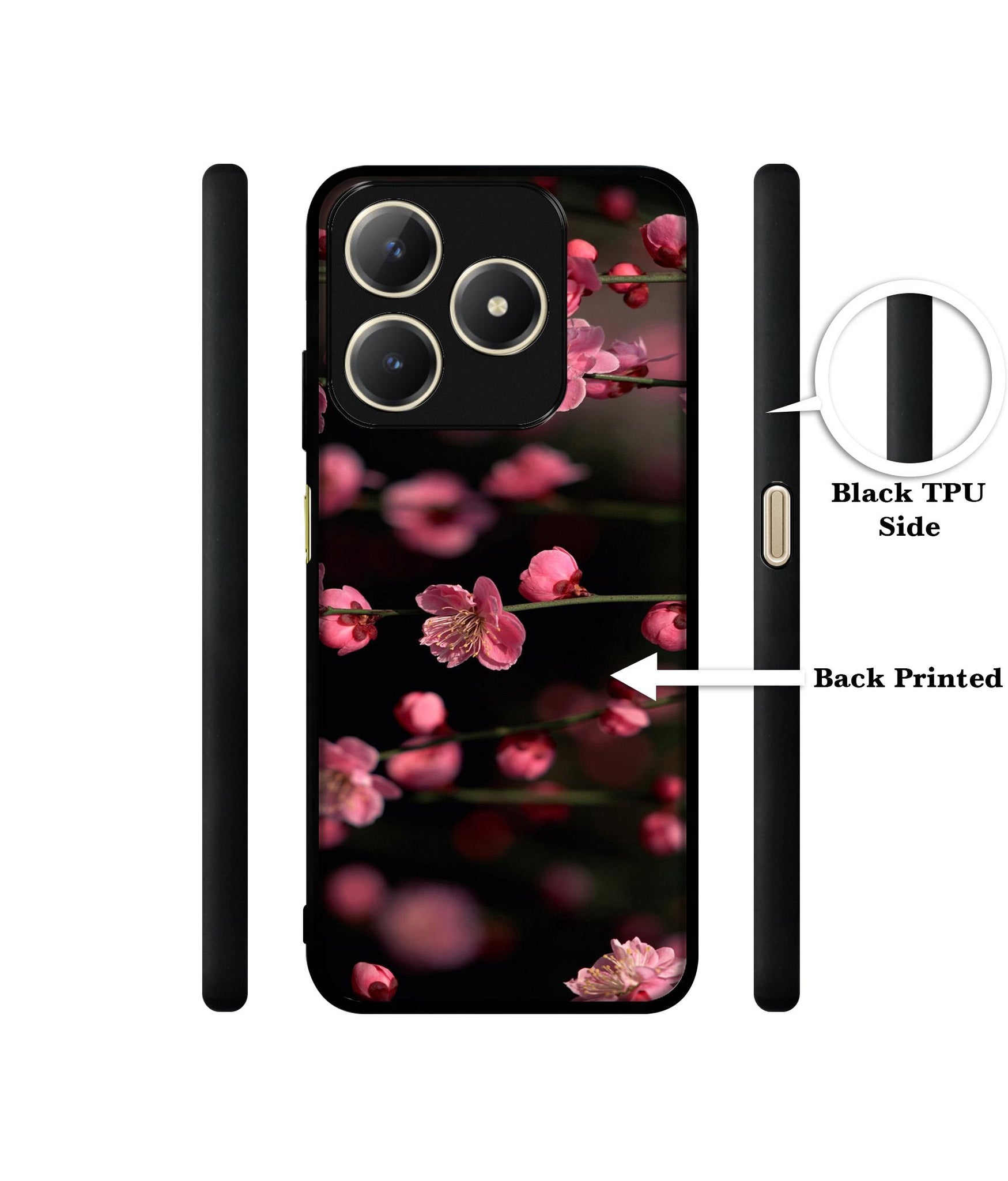 Pink Flowers Design Designer 2D Printed Back Case Cover for Realme C63 4G / Narzo N63 4G