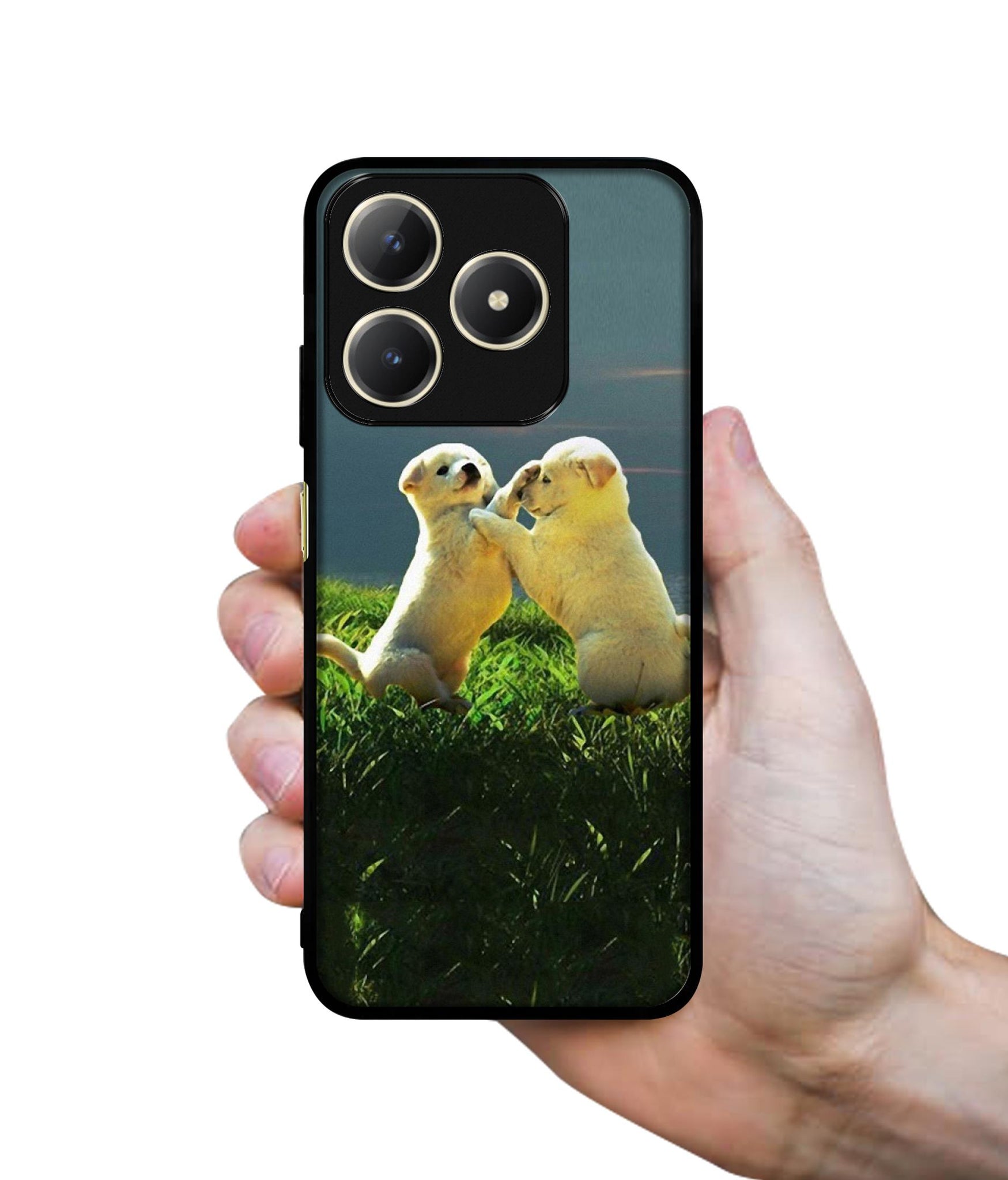 Puppy Couple Sunset Design Designer 2D Printed Back Case Cover for Realme C63 4G / Narzo N63 4G