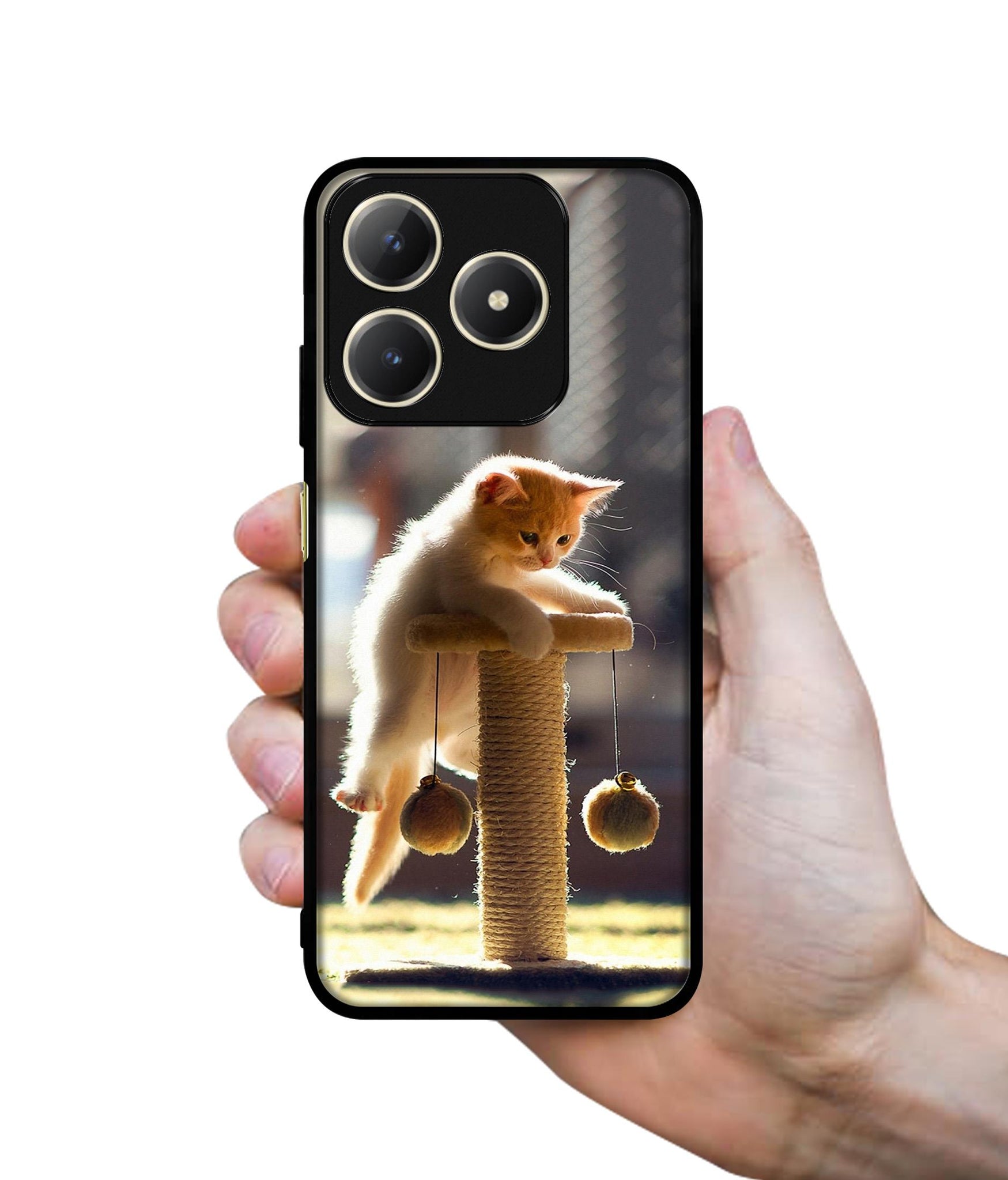 Cat Climbing Design Designer 2D Printed Back Case Cover for Realme C63 4G / Narzo N63 4G