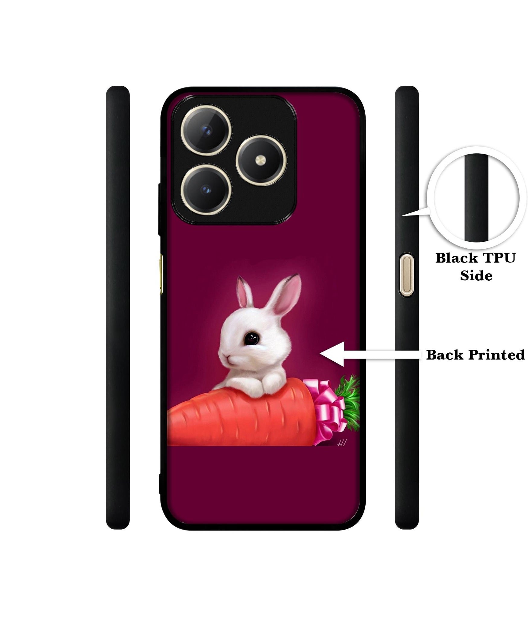 Bunny With Carrot Design Designer 2D Printed Back Case Cover for Realme C63 4G / Narzo N63 4G