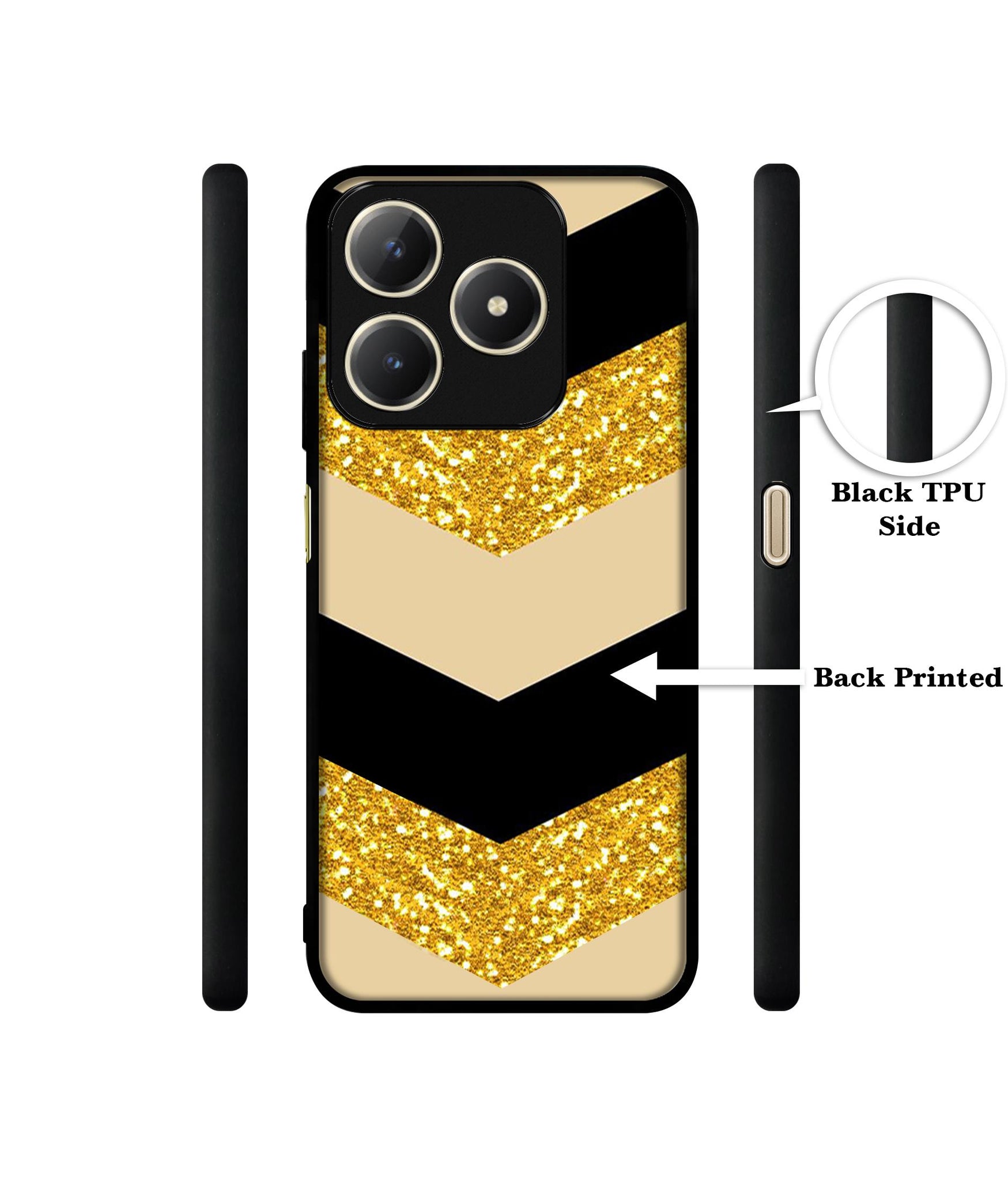 Black & Gold Design Designer 2D Printed Back Case Cover for Realme C63 4G / Narzo N63 4G