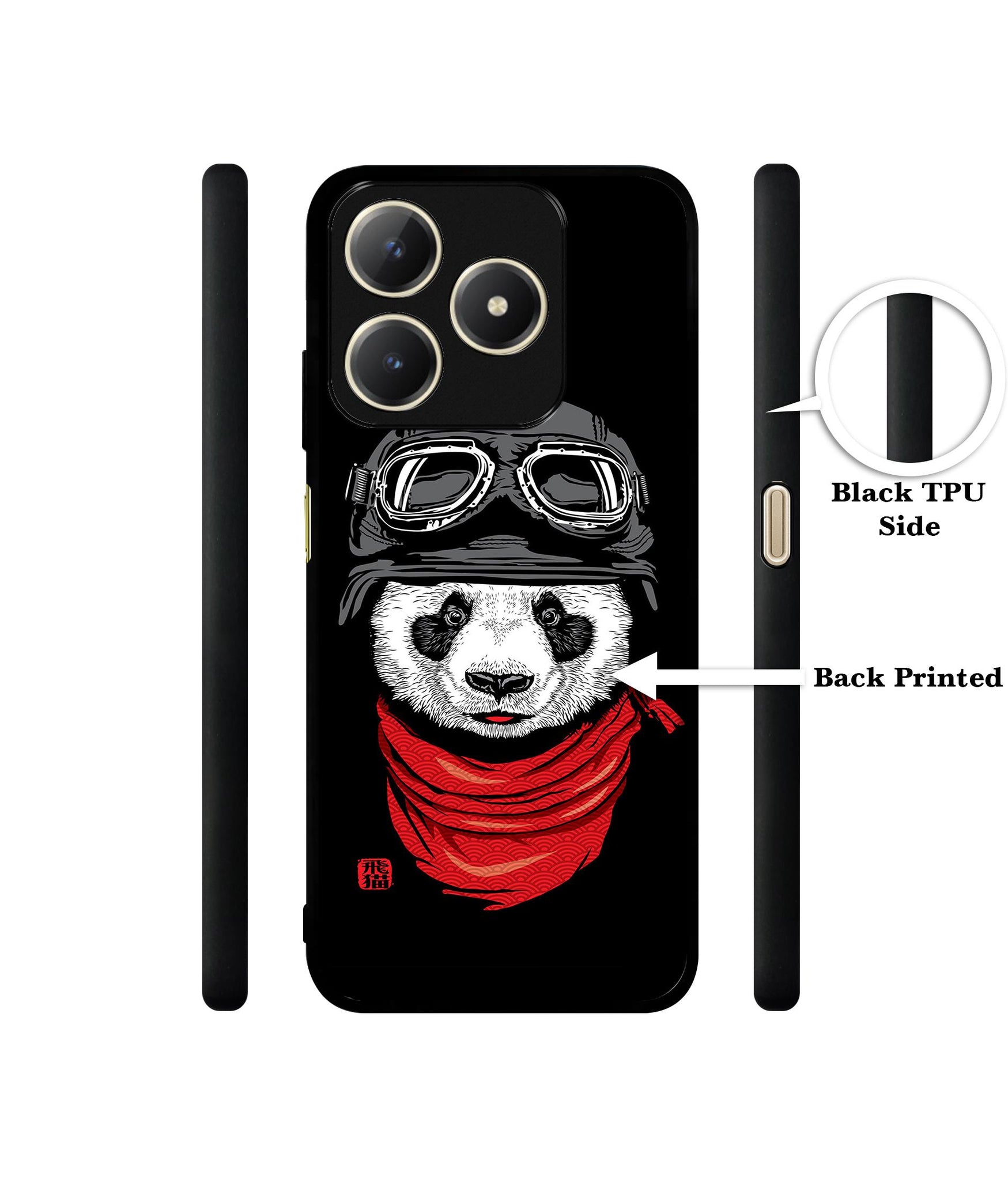 Biker Panda Design Designer 2D Printed Back Case Cover for Realme C63 4G / Narzo N63 4G