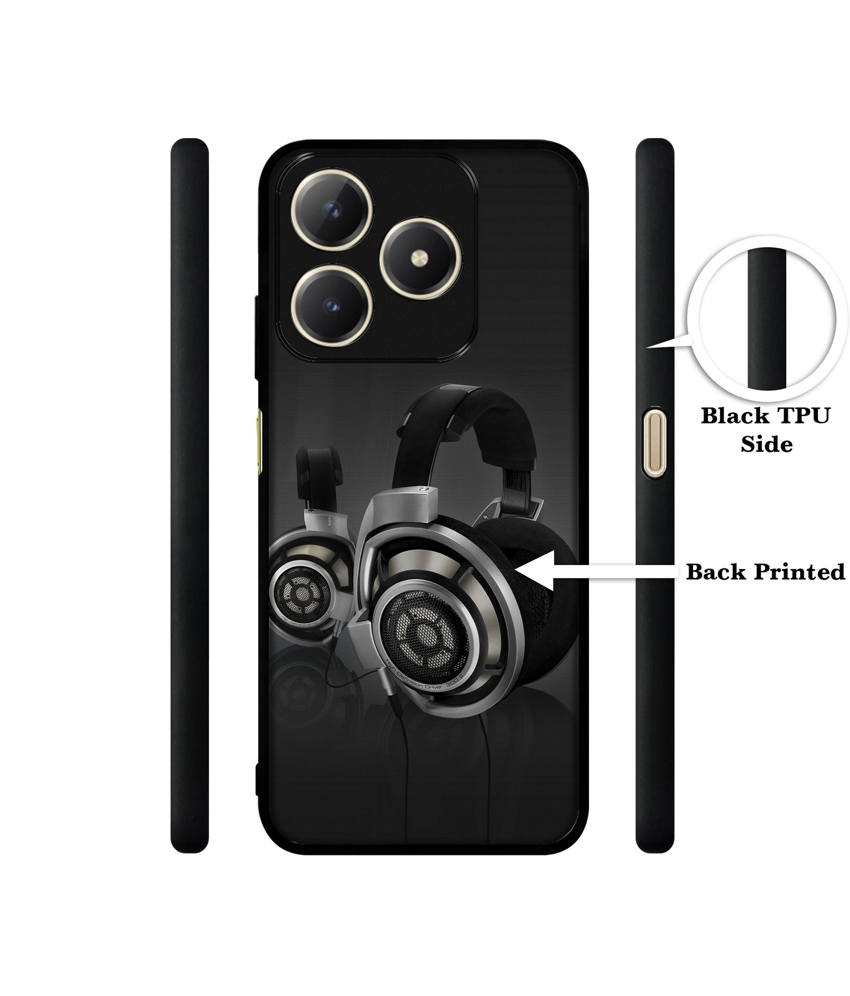 Head Phone Design Designer 2D Printed Back Case Cover for Realme C63 4G / Narzo N63 4G