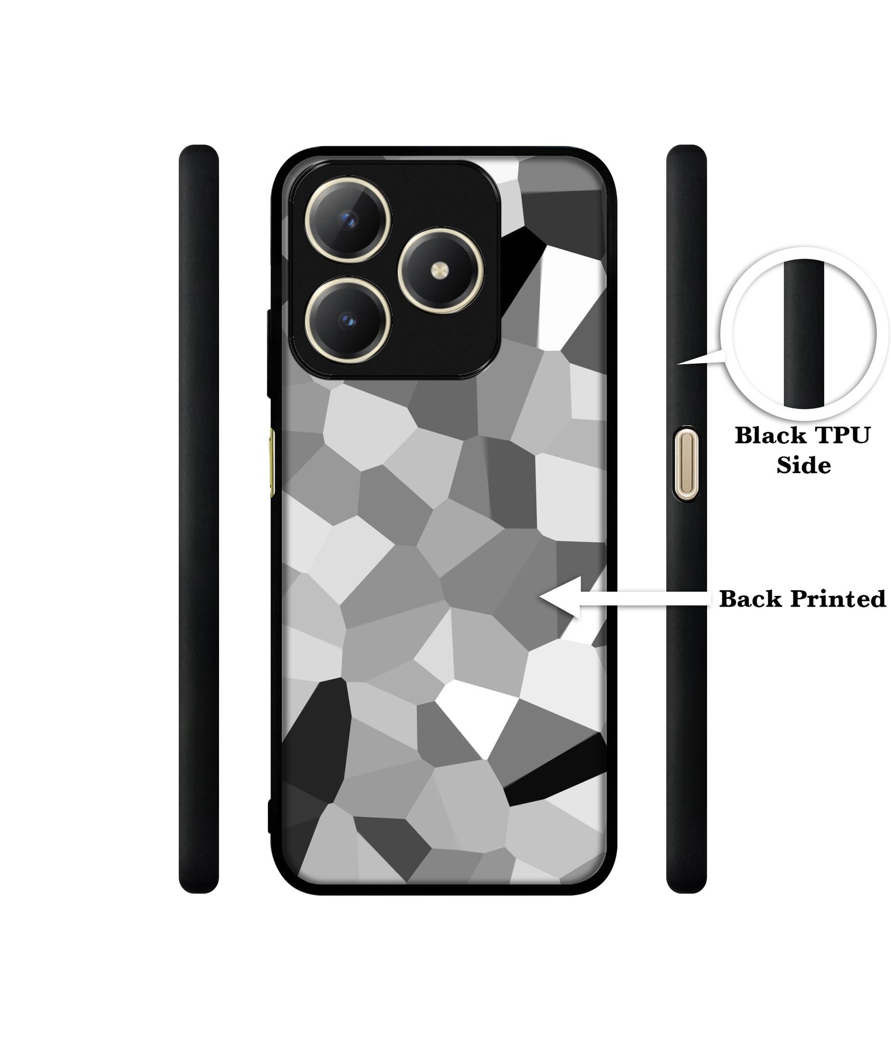 Black & White Mathematical Shape Design Designer 2D Printed Back Case Cover for Realme C63 4G / Narzo N63 4G