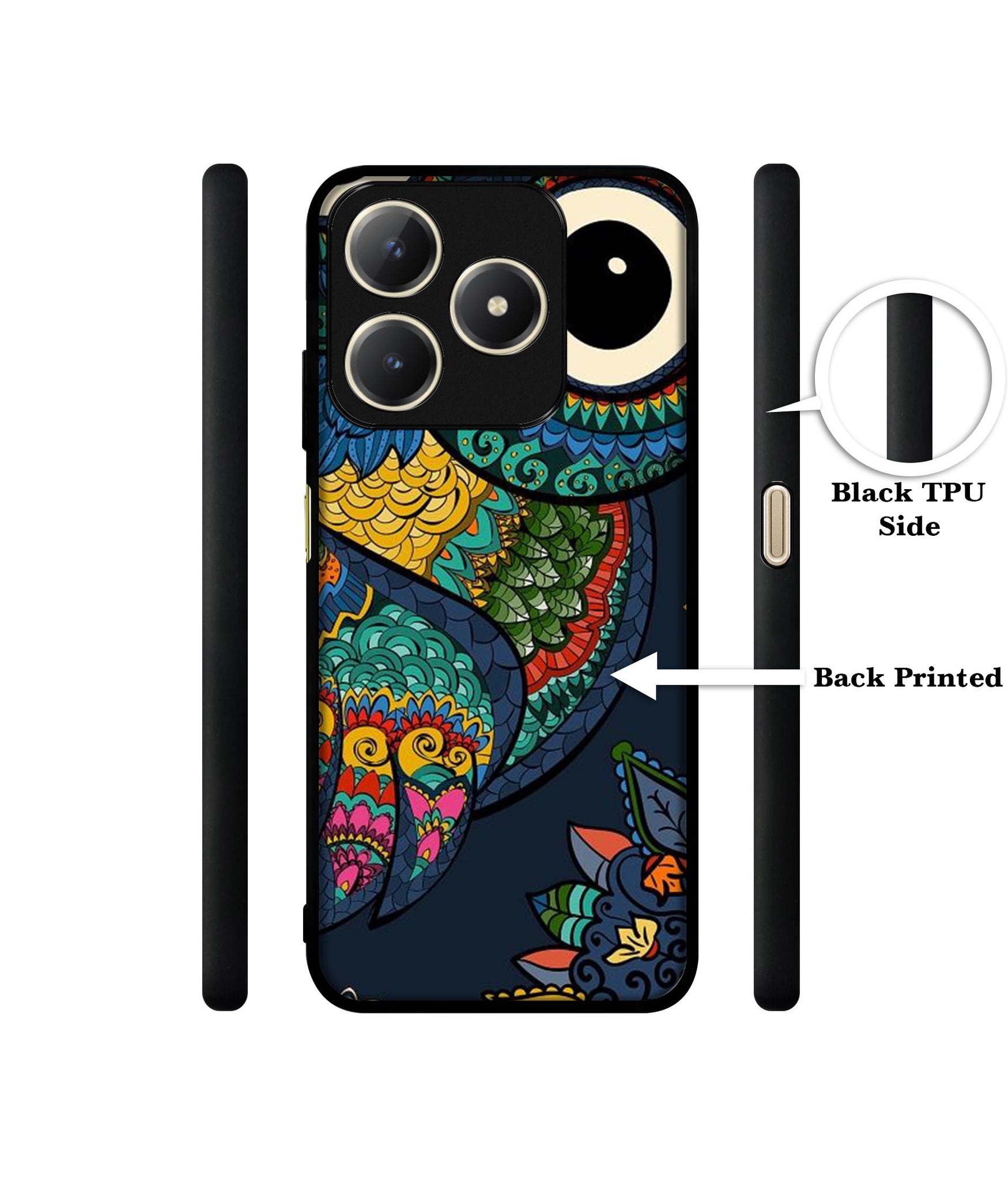 Owl Illustration Design Designer 2D Printed Back Case Cover for Realme C63 4G / Narzo N63 4G