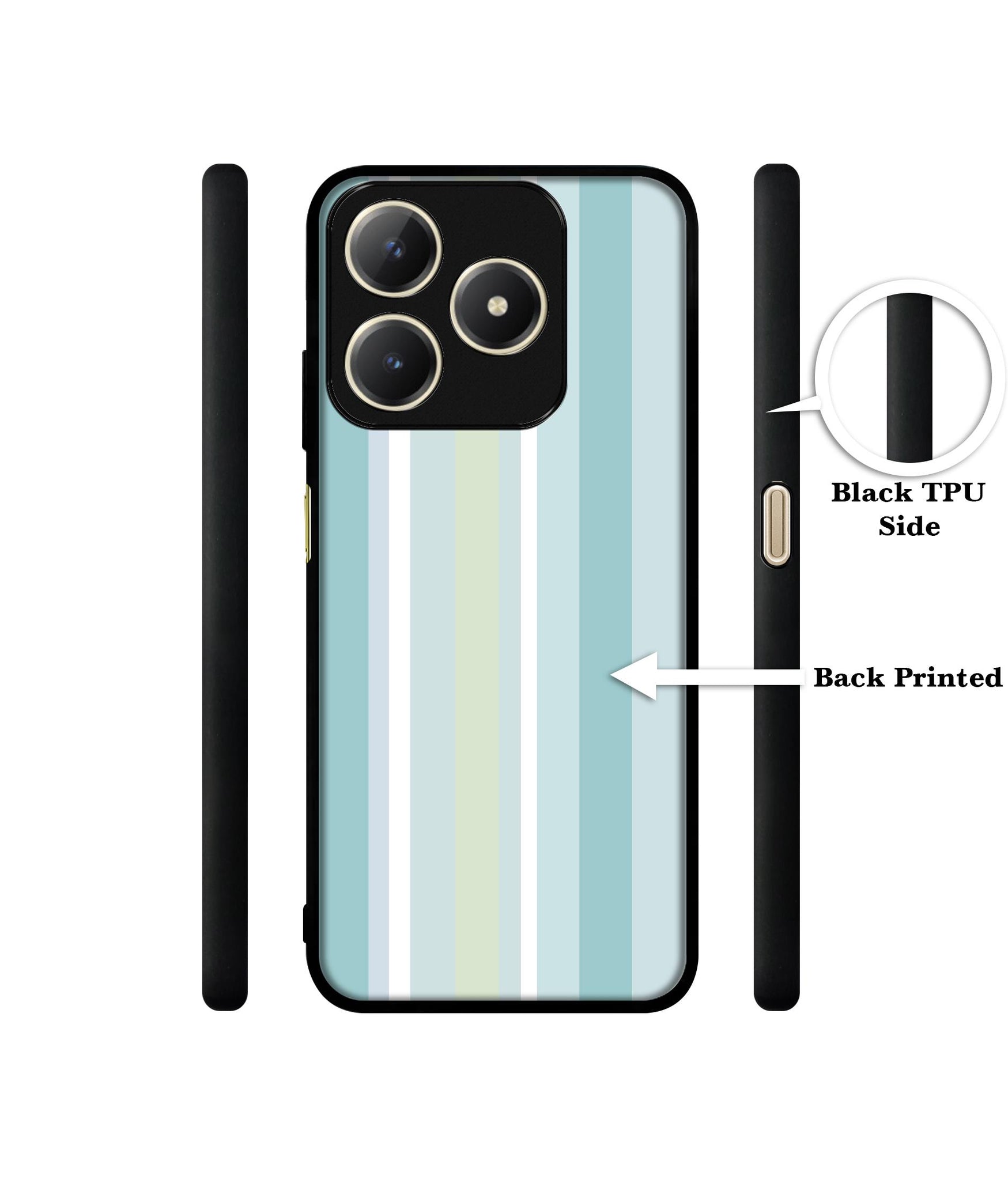 Light Green Stripes Design Designer 2D Printed Back Case Cover for Realme C63 4G / Narzo N63 4G