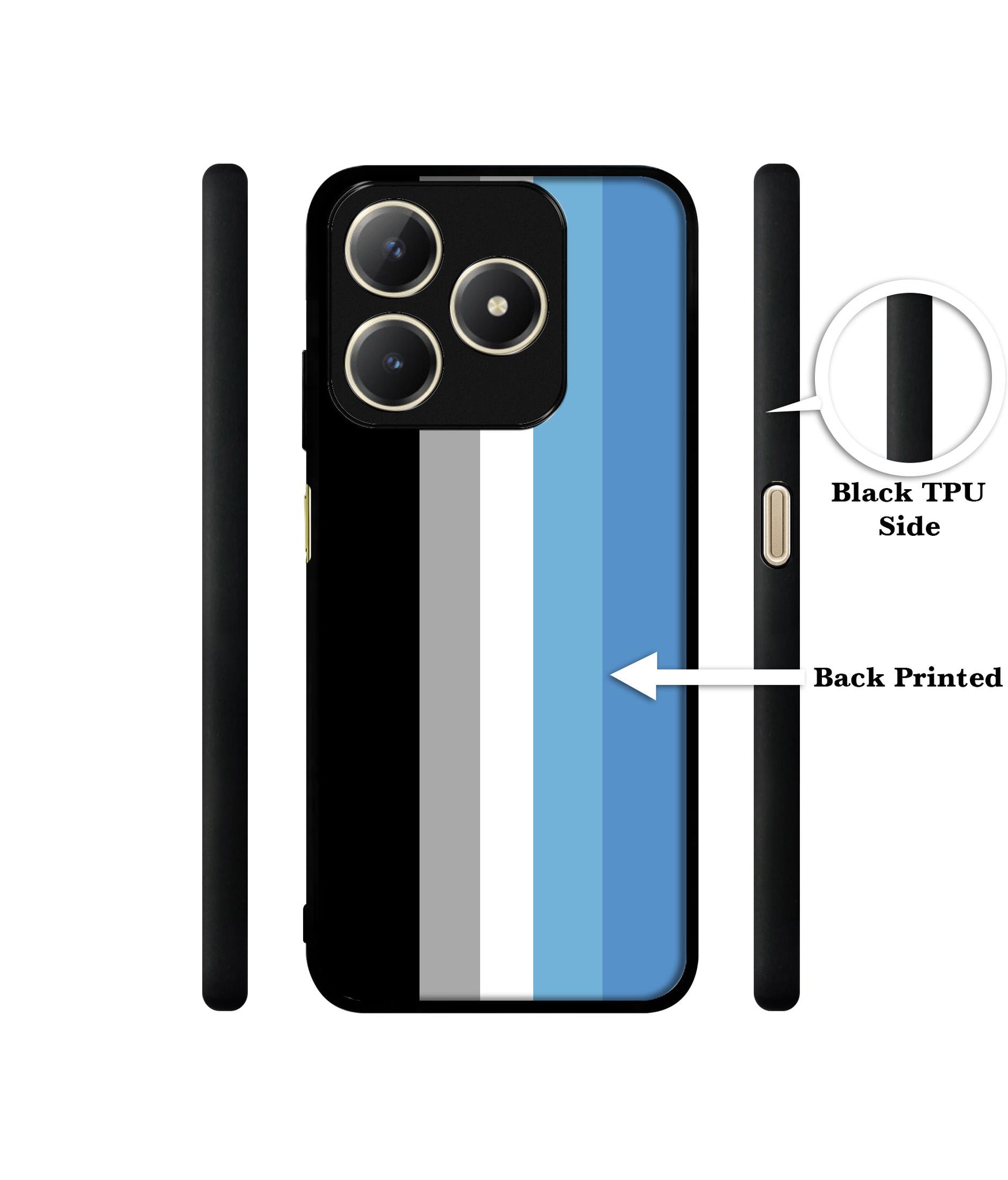 White and Blue Lines Design Designer 2D Printed Back Case Cover for Realme C63 4G / Narzo N63 4G