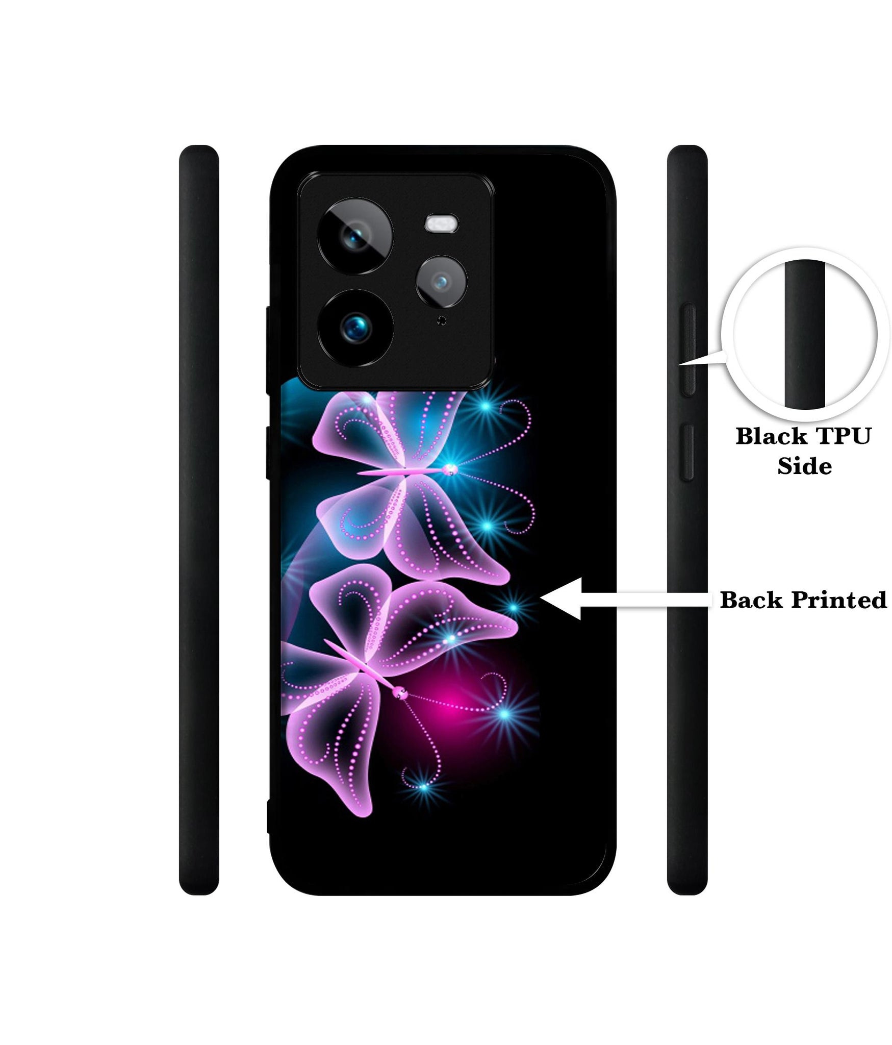 Butterflies Neon Light Design Designer 2D Printed Back Case Cover for Realme GT 7 Pro 5G