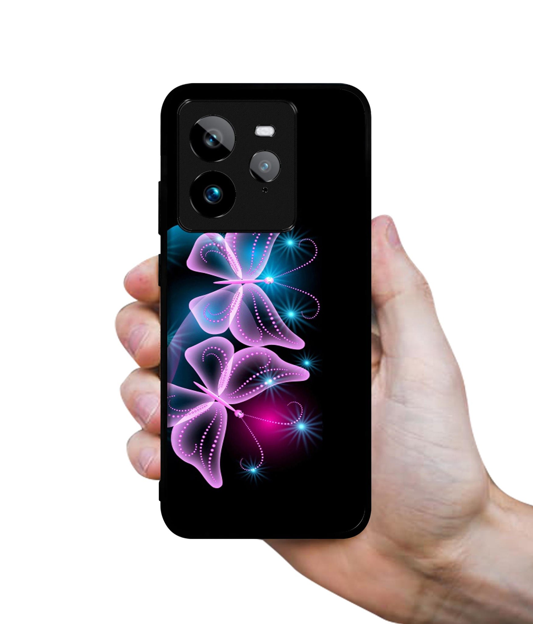 Butterflies Neon Light Design Designer 2D Printed Back Case Cover for Realme GT 7 Pro 5G