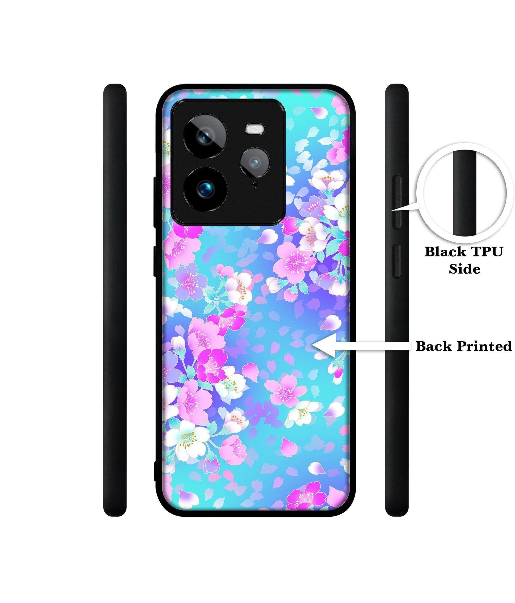 Floral Blue Pattern Design Designer 2D Printed Back Case Cover for Realme GT 7 Pro 5G