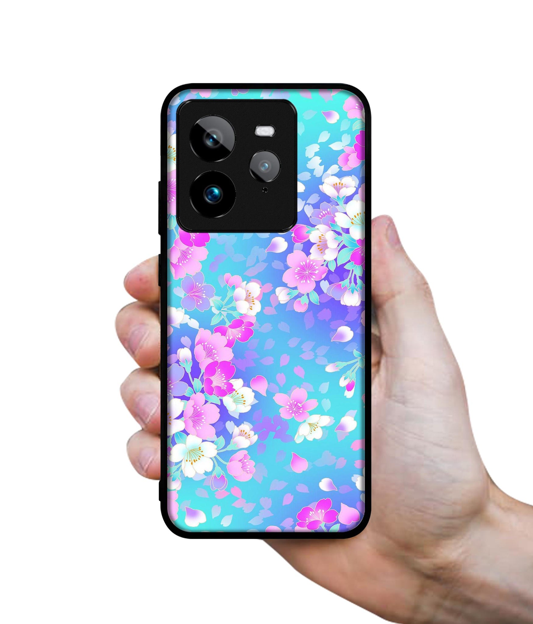 Floral Blue Pattern Design Designer 2D Printed Back Case Cover for Realme GT 7 Pro 5G