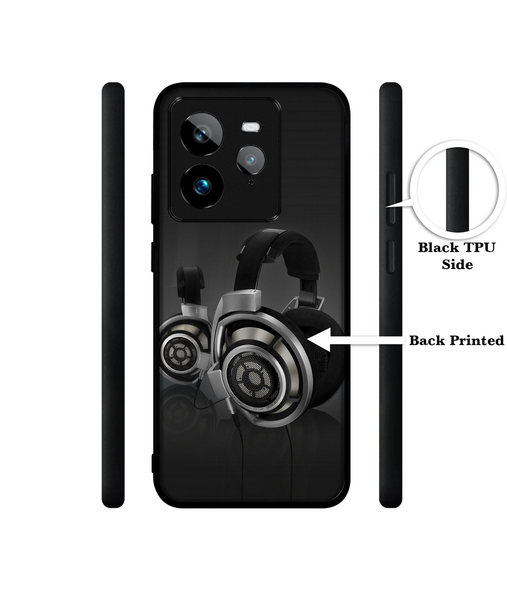 Head Phone Design Designer 2D Printed Back Case Cover for Realme GT 7 Pro 5G