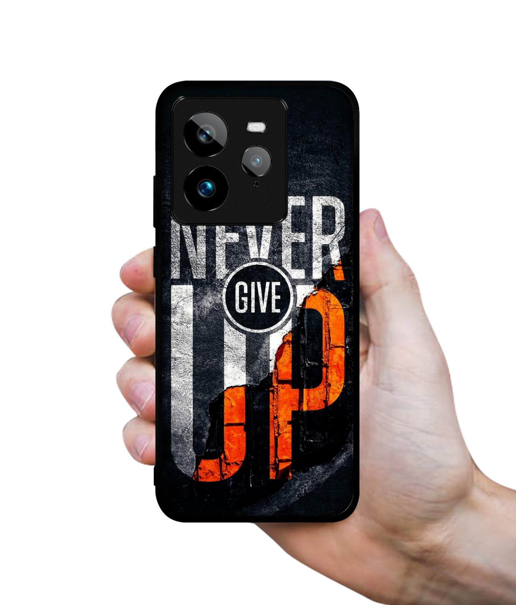 Never Give Up Design Designer 2D Printed Back Case Cover for Realme GT 7 Pro 5G