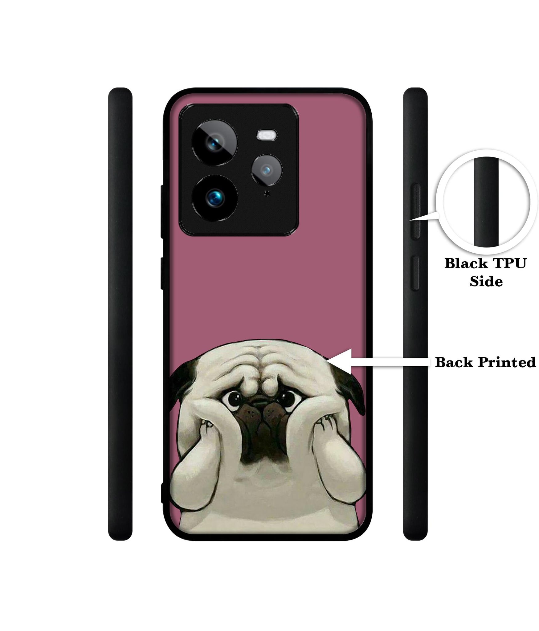 Cute Pug Holding Big Cheeks Design Designer 2D Printed Back Case Cover for Realme GT 7 Pro 5G