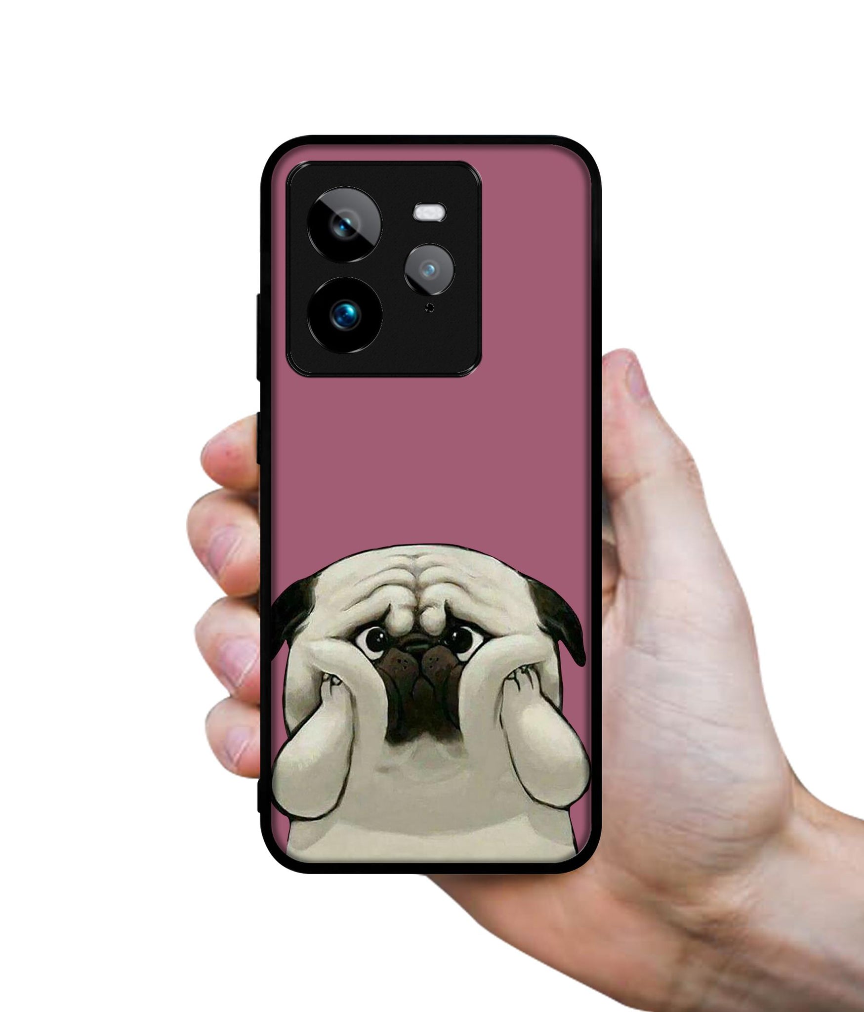 Cute Pug Holding Big Cheeks Design Designer 2D Printed Back Case Cover for Realme GT 7 Pro 5G