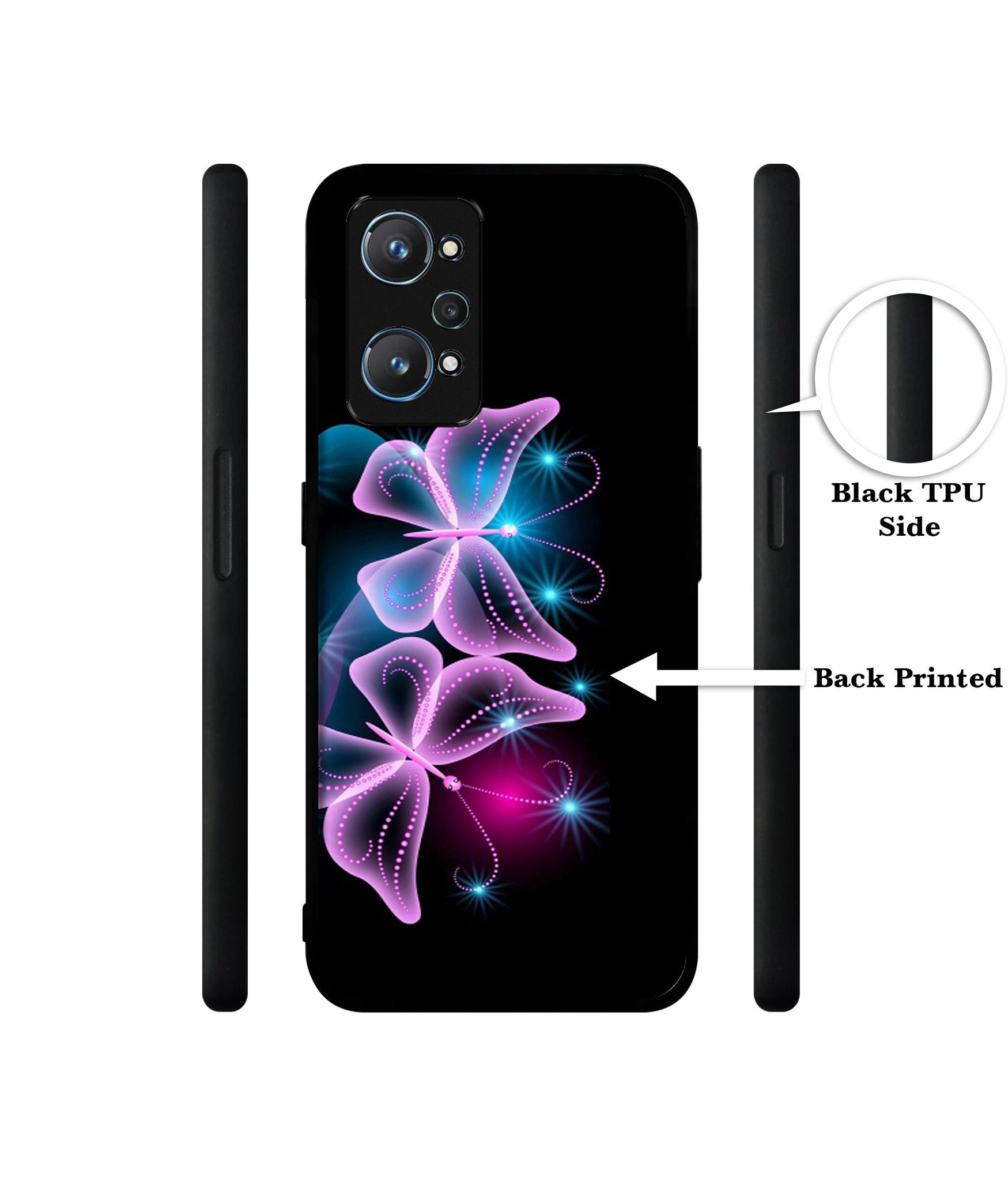 Butterflies Neon Light Design Designer 2D Printed Back Case Cover for Realme GT Neo 2 5G / GT 2 5G