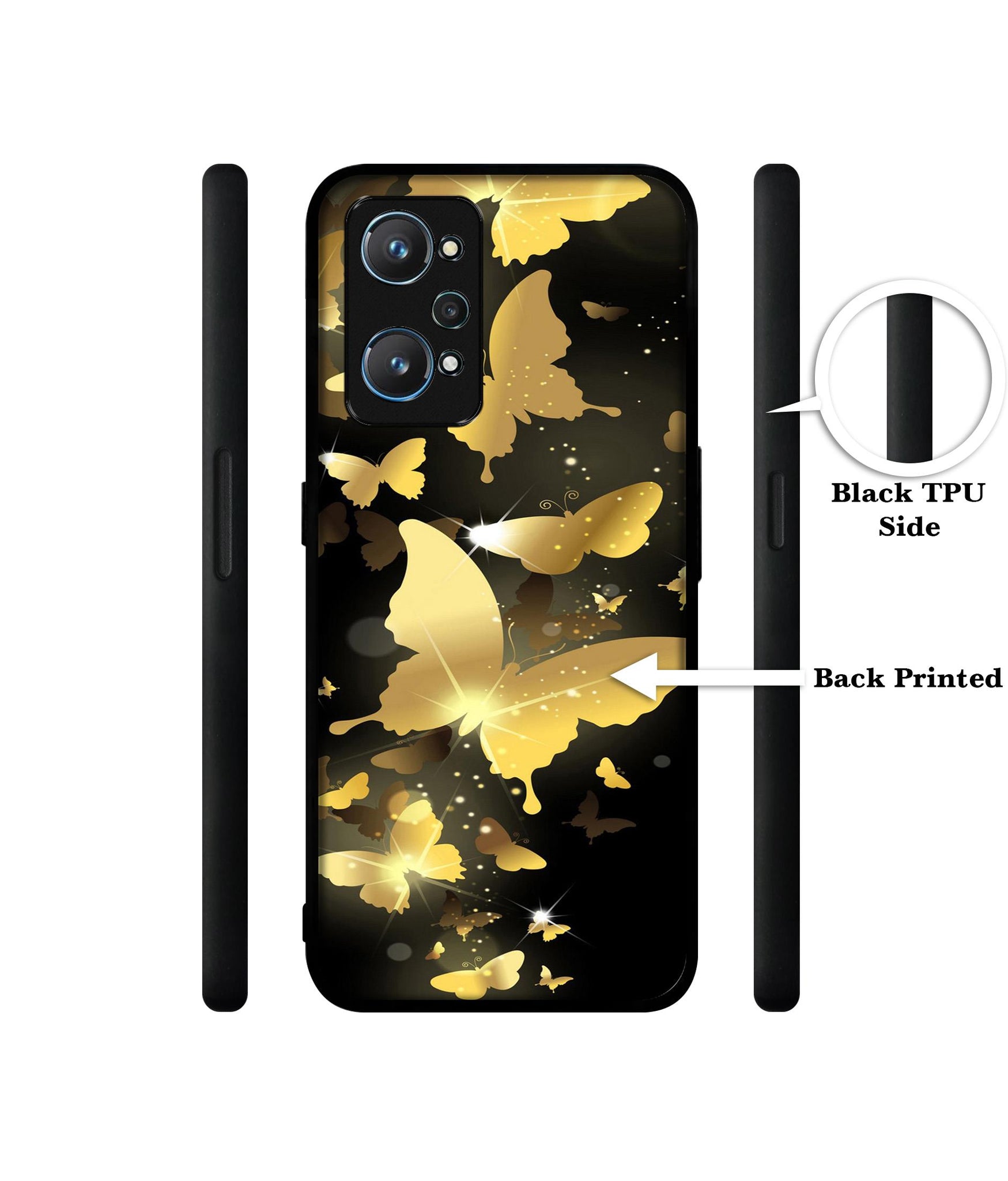 Golden Butterfly Pattern Design Designer 2D Printed Back Case Cover for Realme GT Neo 2 5G / GT 2 5G