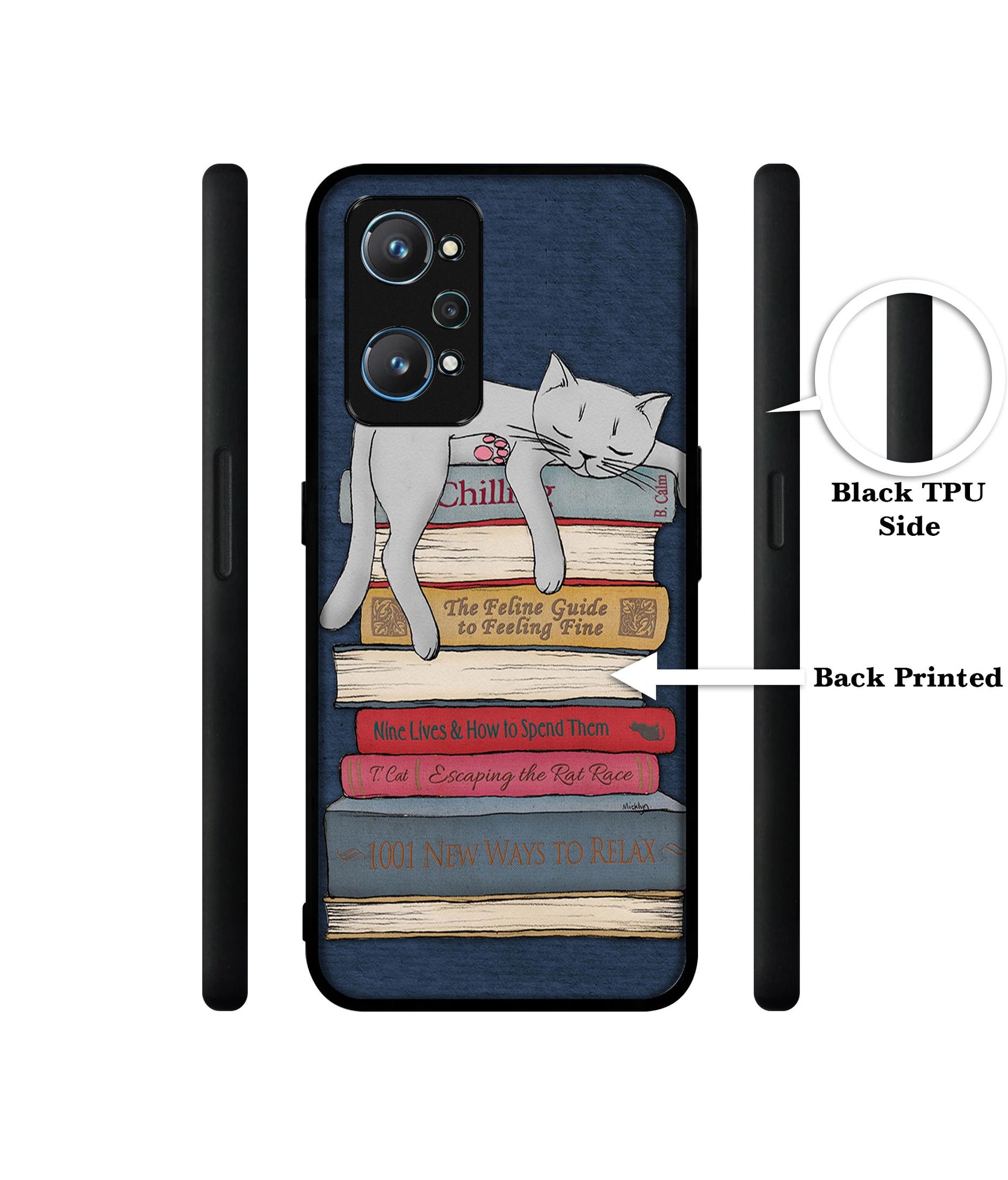 Cat Sleeping On The Books Design Designer 2D Printed Back Case Cover for Realme GT Neo 2 5G / GT 2 5G
